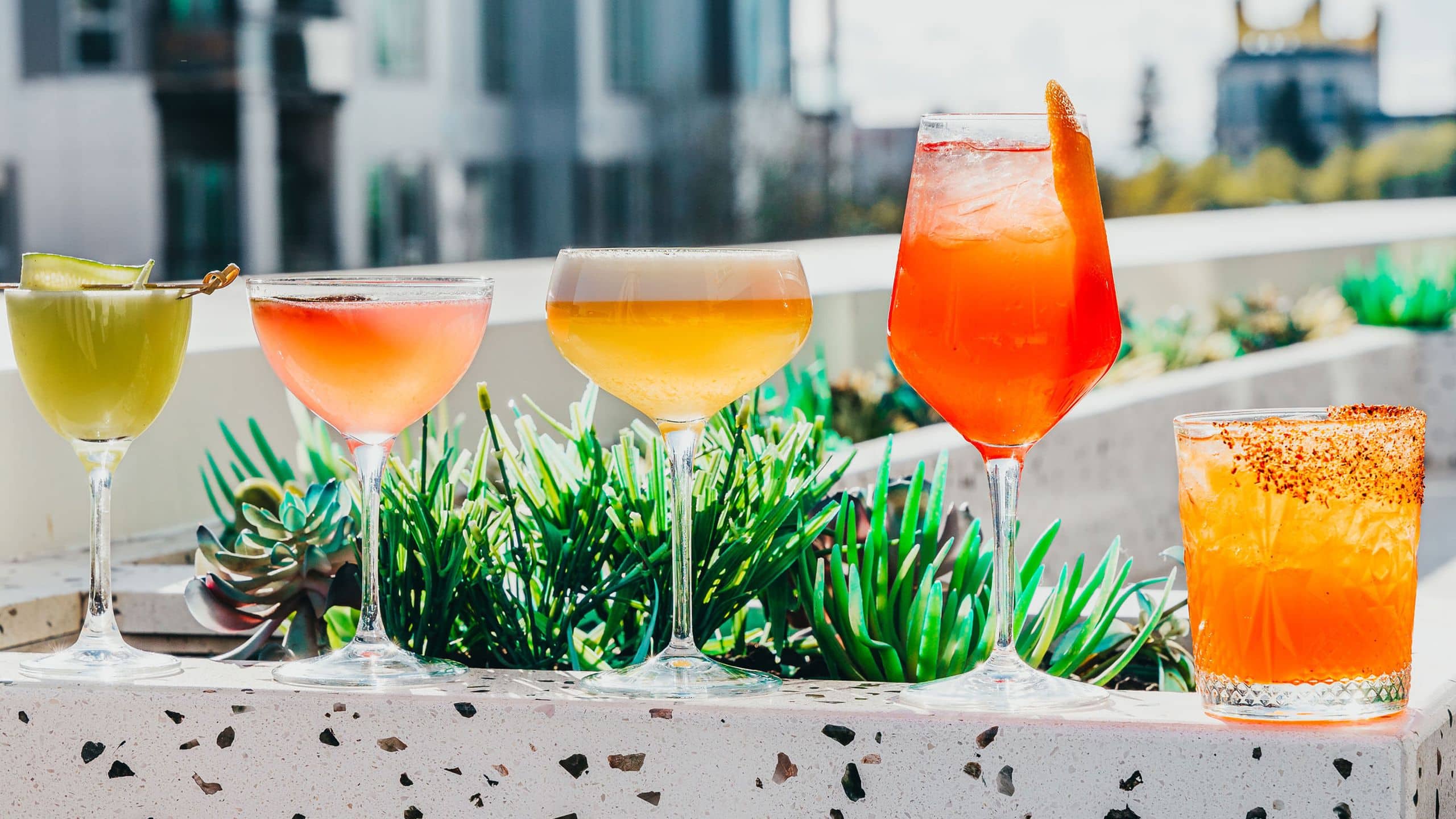 Hyatt Centric Downtown Sacramento Clayton Club Rooftop Cocktail Display Closeup