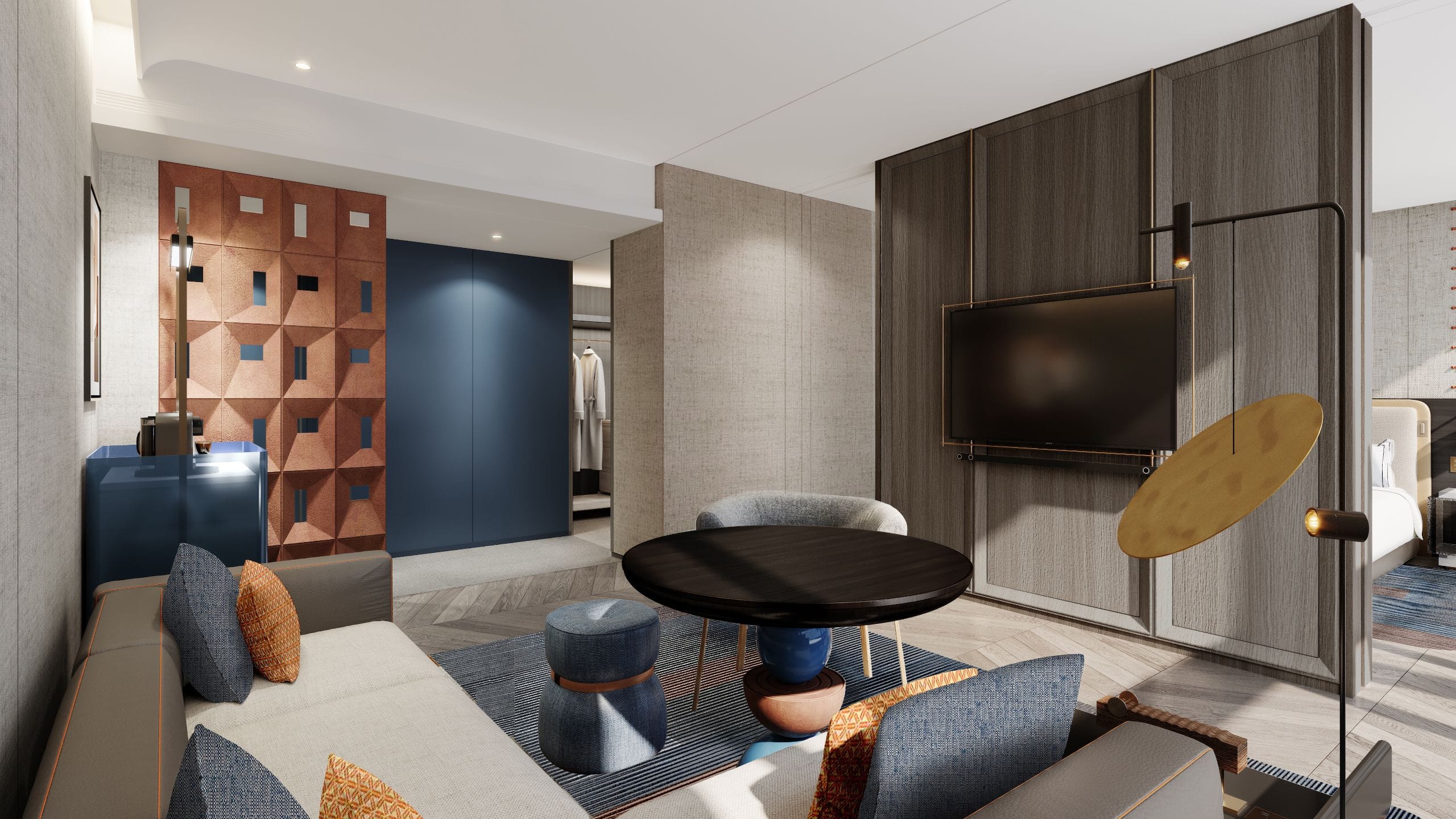 Suzhou Xiangcheng Hotel and Suites Cheng Tower Executive Apartment Living Room