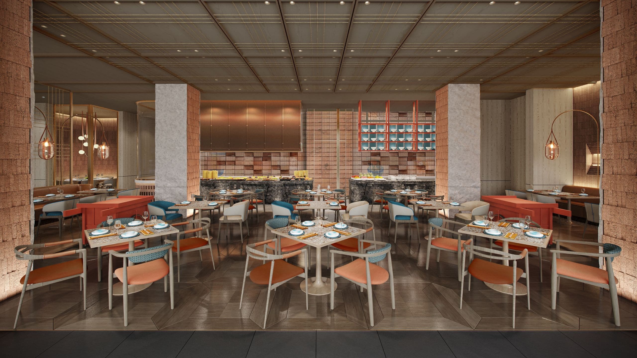 Suzhou Xiangcheng Hotel and Suites Rendering Yuan Tower J Noodle Bar Dining Area