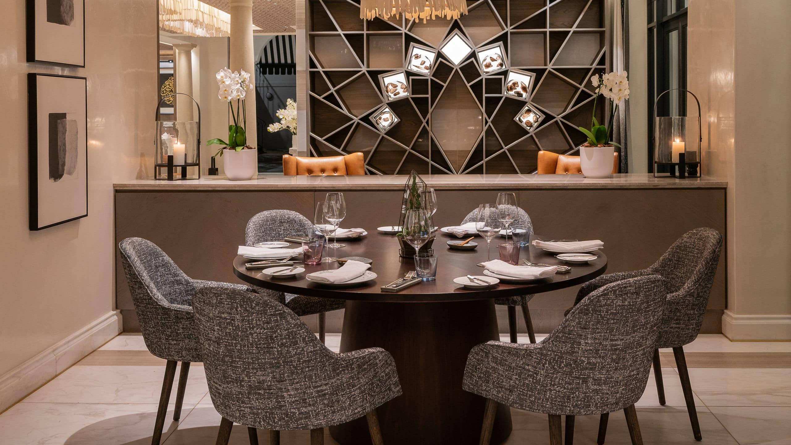 Park Hyatt Johannesburg Room 32 Round Table Setup Overlooking Bookshelf