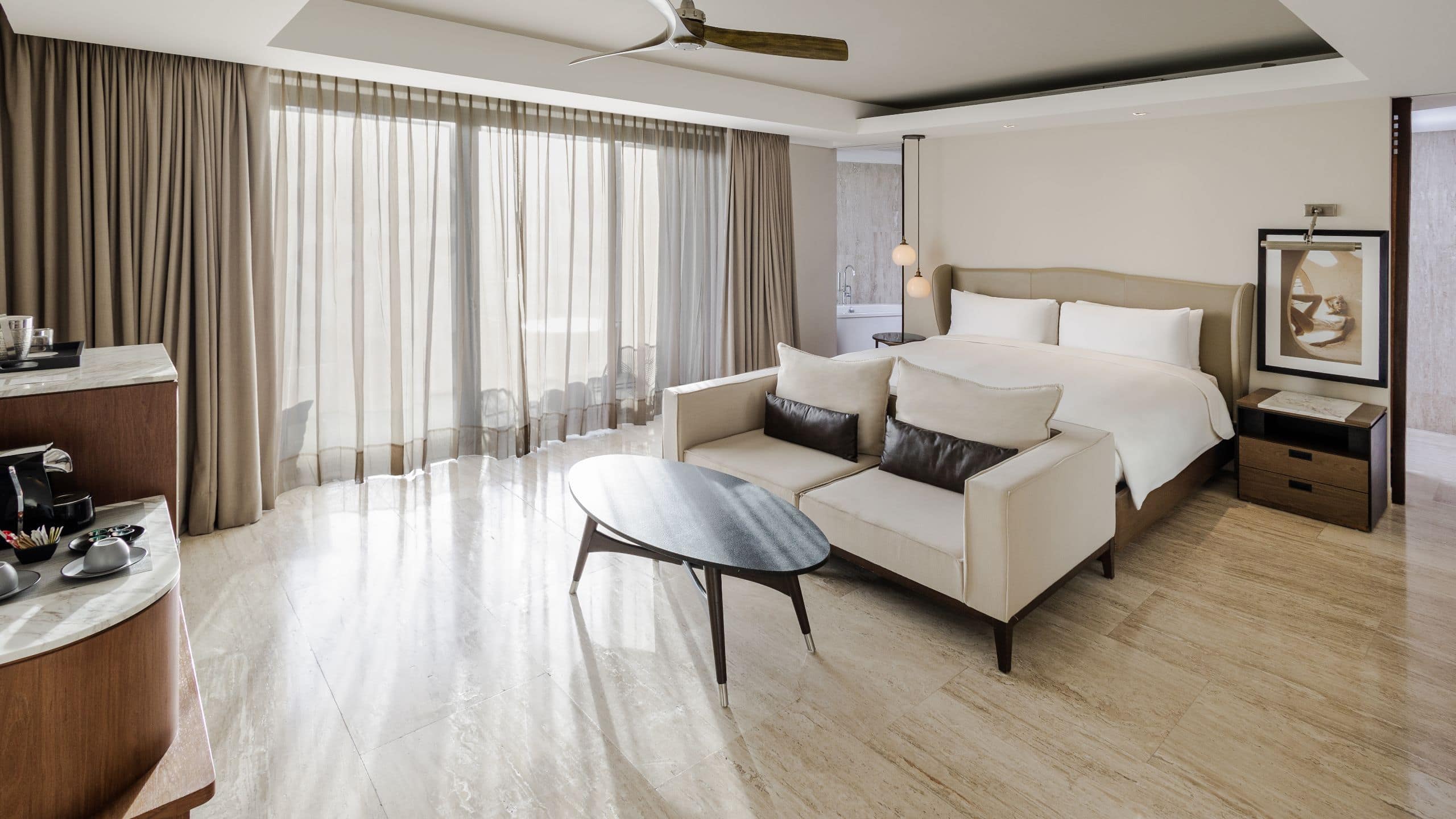Hyatt Centric Playa del Carmen King Bed Accesible Rollin Shower Beach House Bathroom