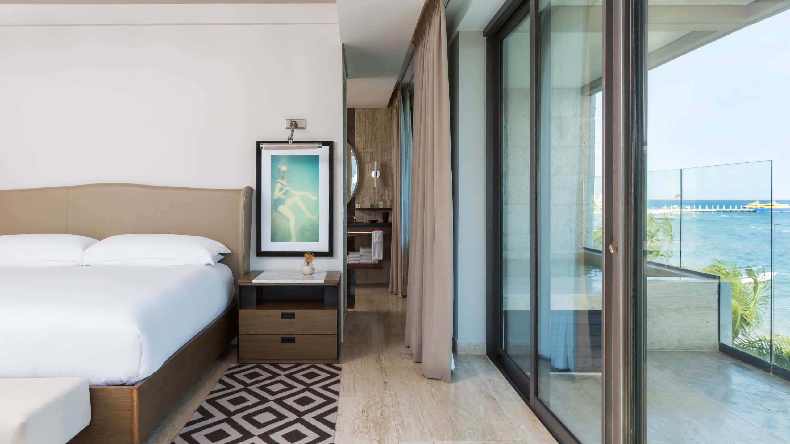 Hyatt Centric Playa del Carmen Panoramic Oceanfront Suite Beach House Bed View