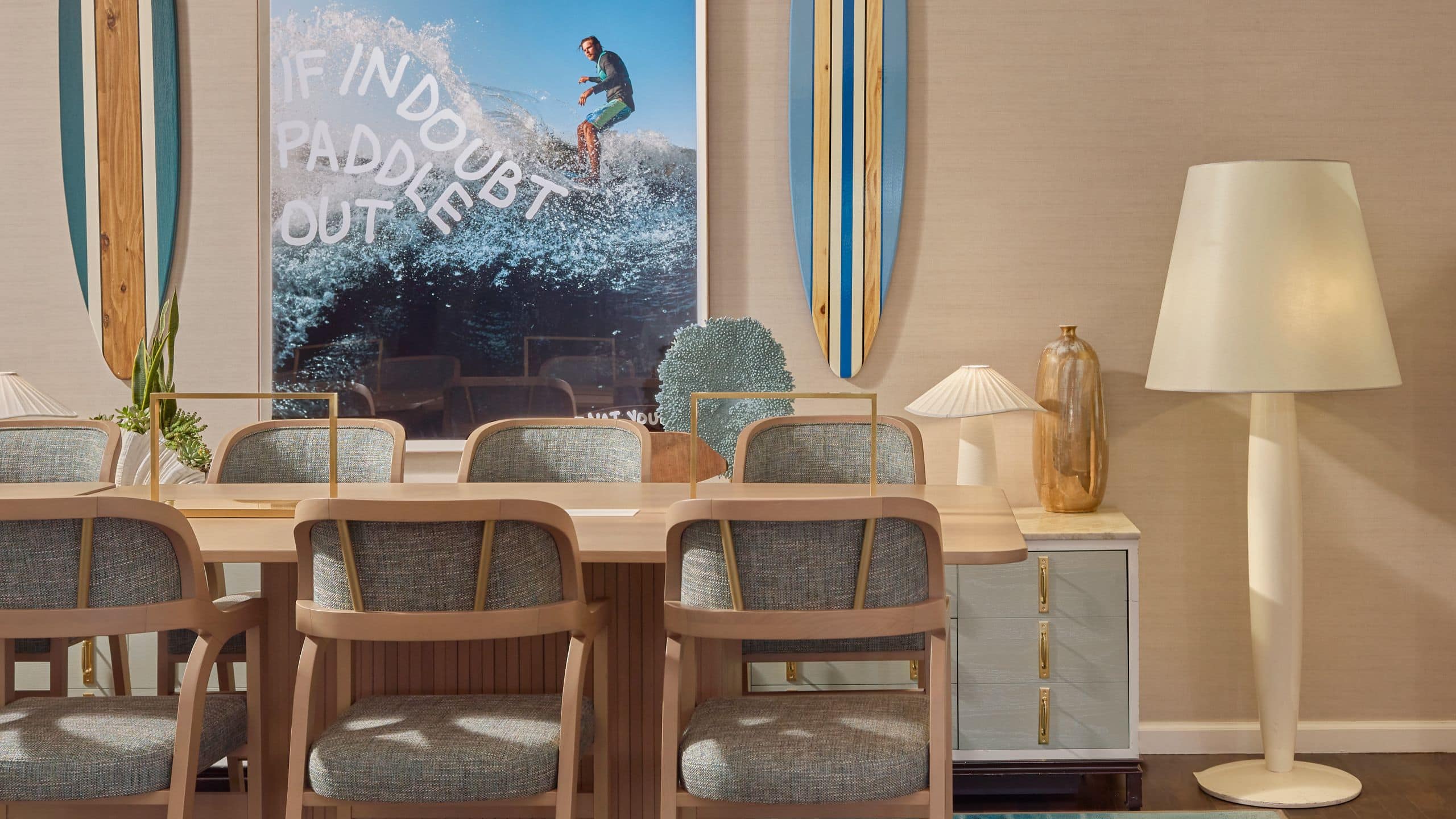 Hyatt Centric Delfina Santa Monica Lobby Table Seating Close Up