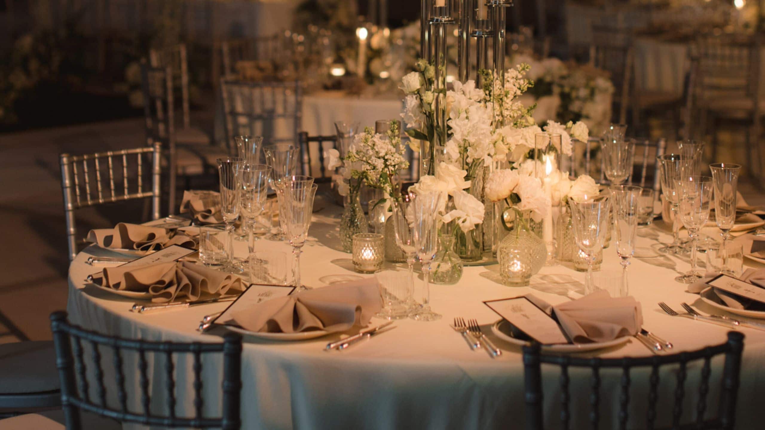 Park Hyatt London River Thames Wedding Round Table Set Up