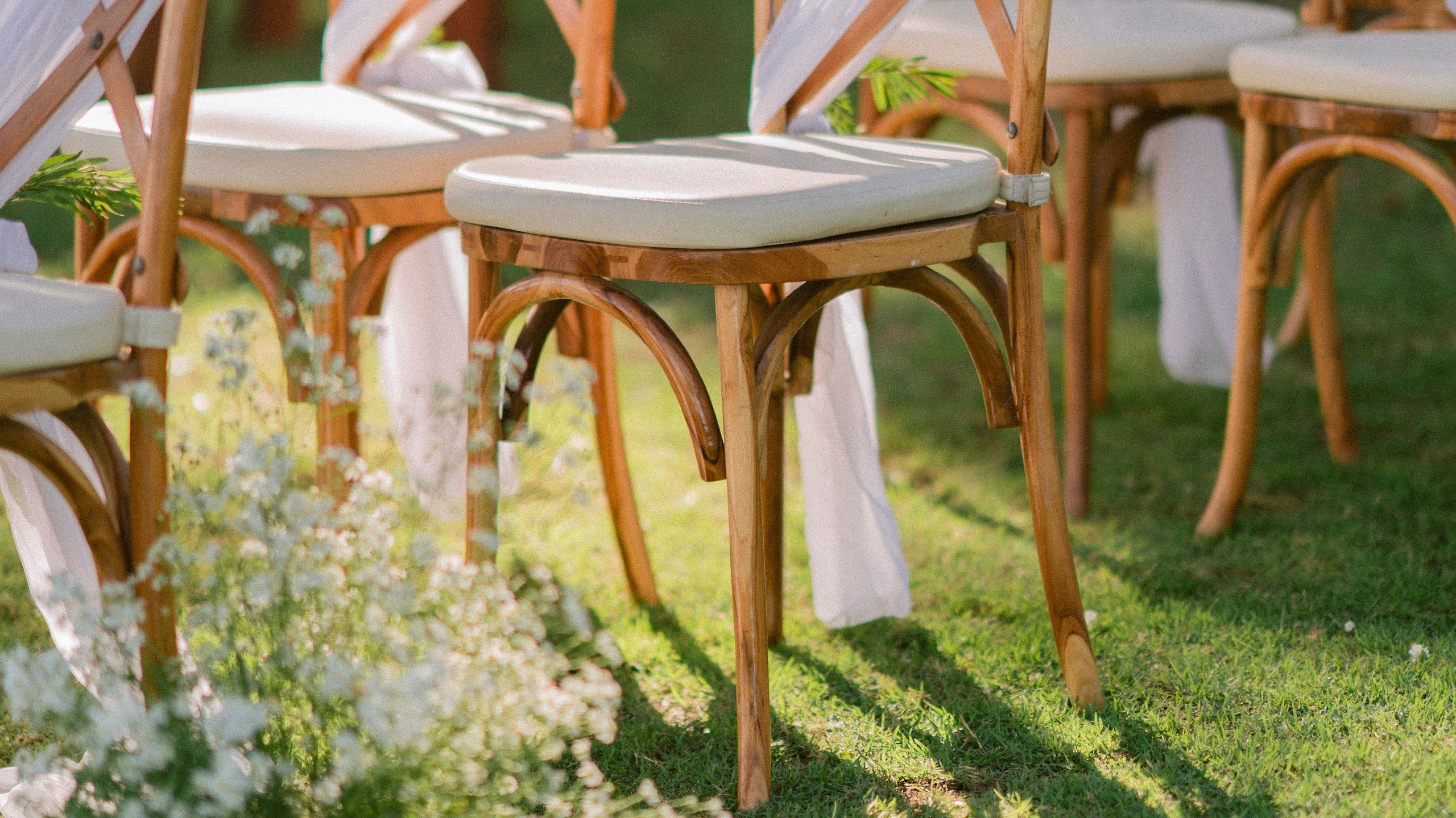 Alila Manggis White Drape Wedding Chairs