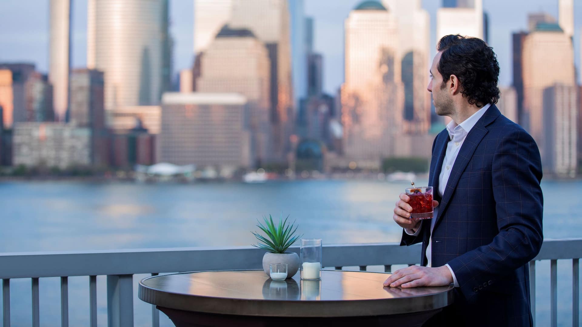 Hyatt Regency Jersey City on the Hudson Manhattan Terrace With Guest