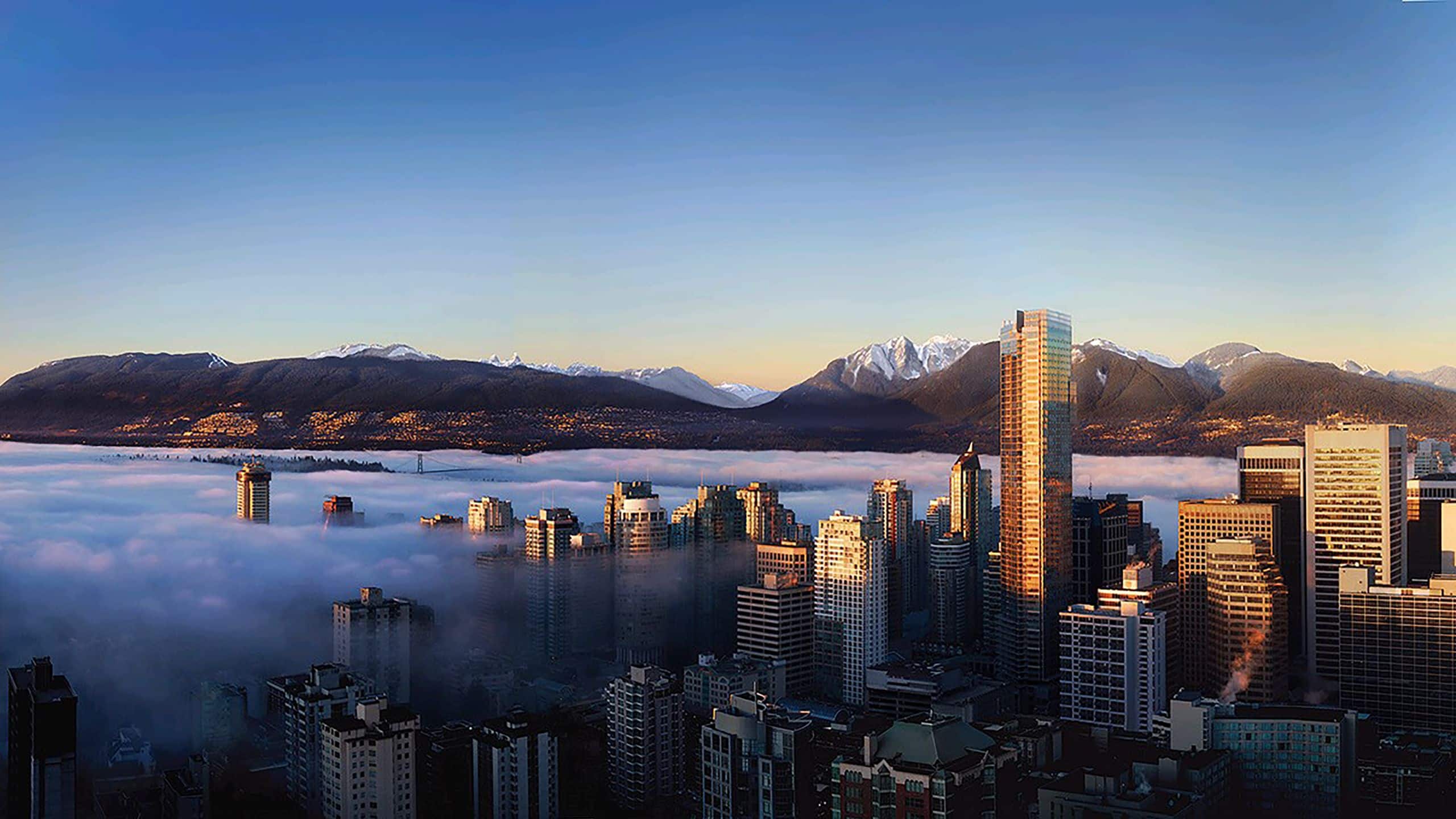 Hyatt Vancouver Downtown Alberni Skyline And Clouds