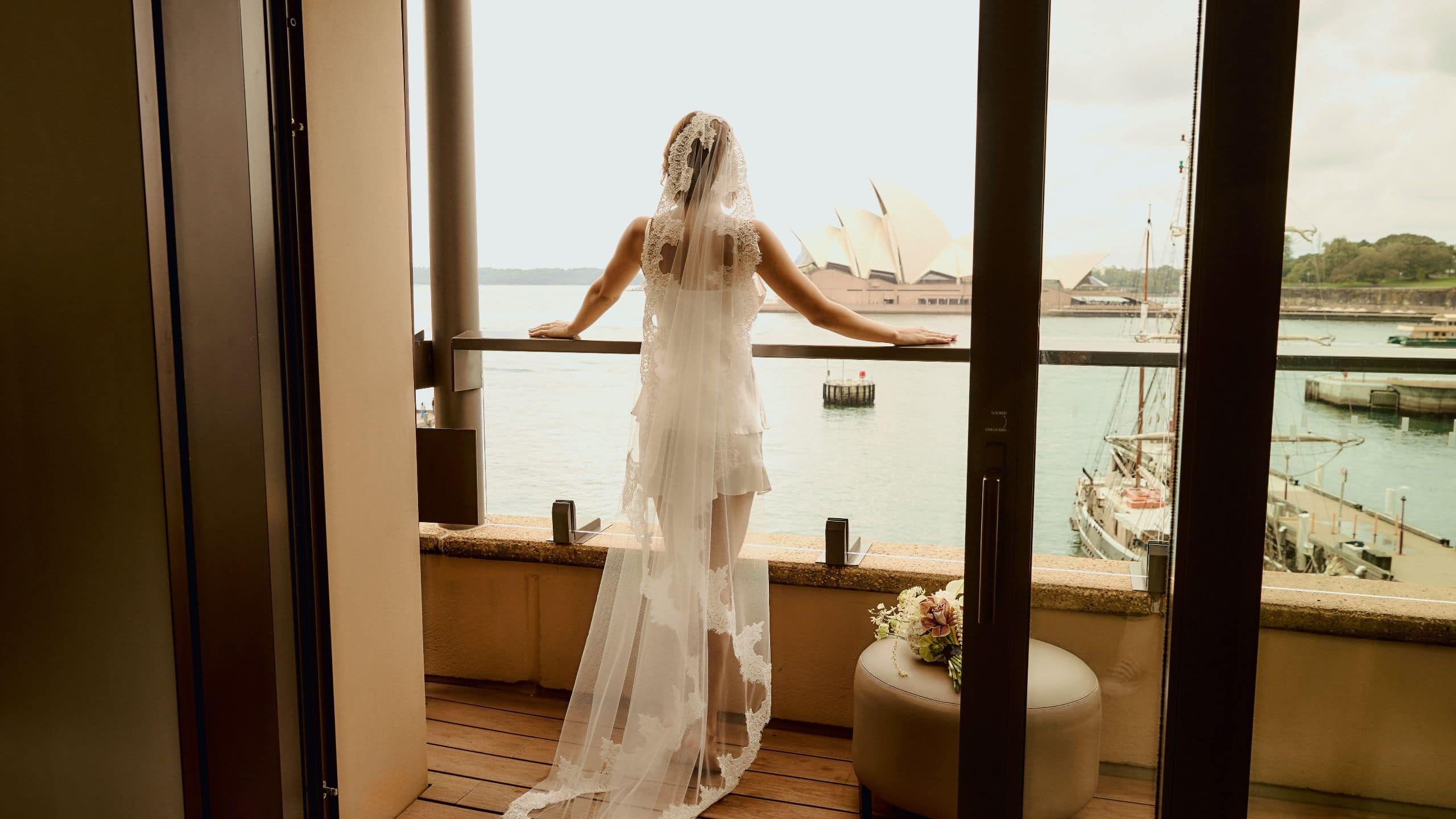 Park Hyatt Sydney Wedding Lifestyle Bride On Balcony