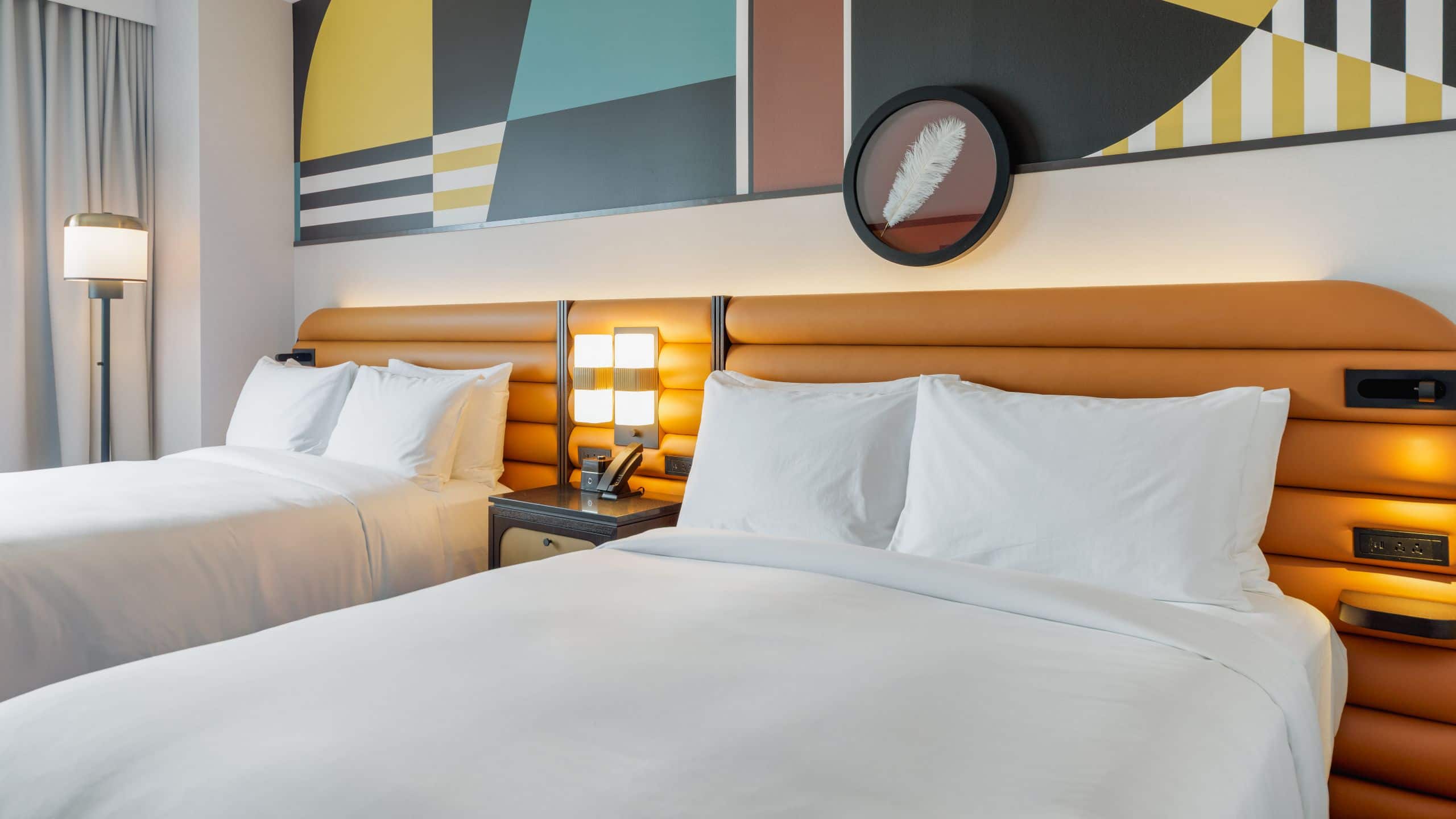 Hyatt Centric Chicago O’Hare Two Double Bedded Room Headboard Details