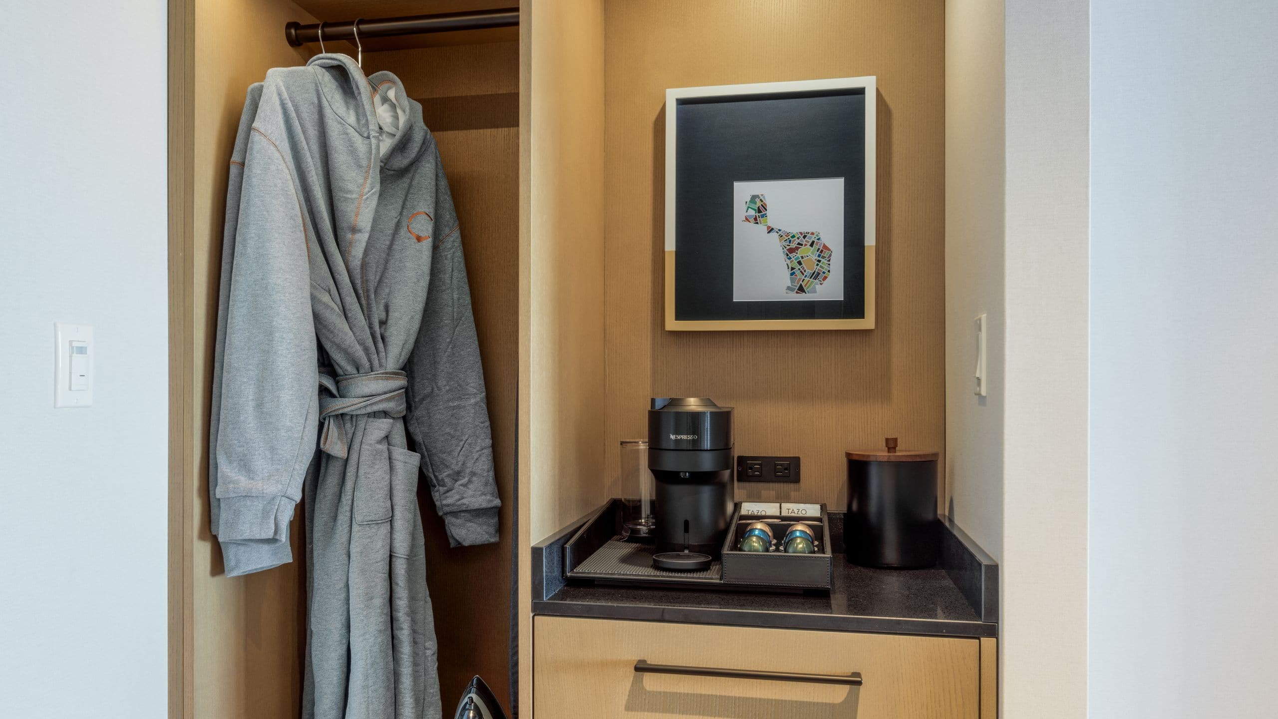 Hyatt Centric Chicago O’Hare Closet With Robes And Coffee Maker