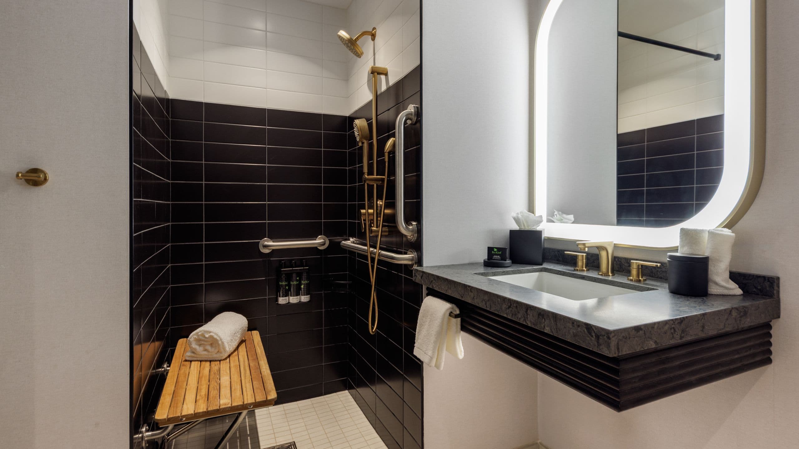 4/4 Hyatt Centric Chicago O’Hare Accessible Roll In Shower And Vanity