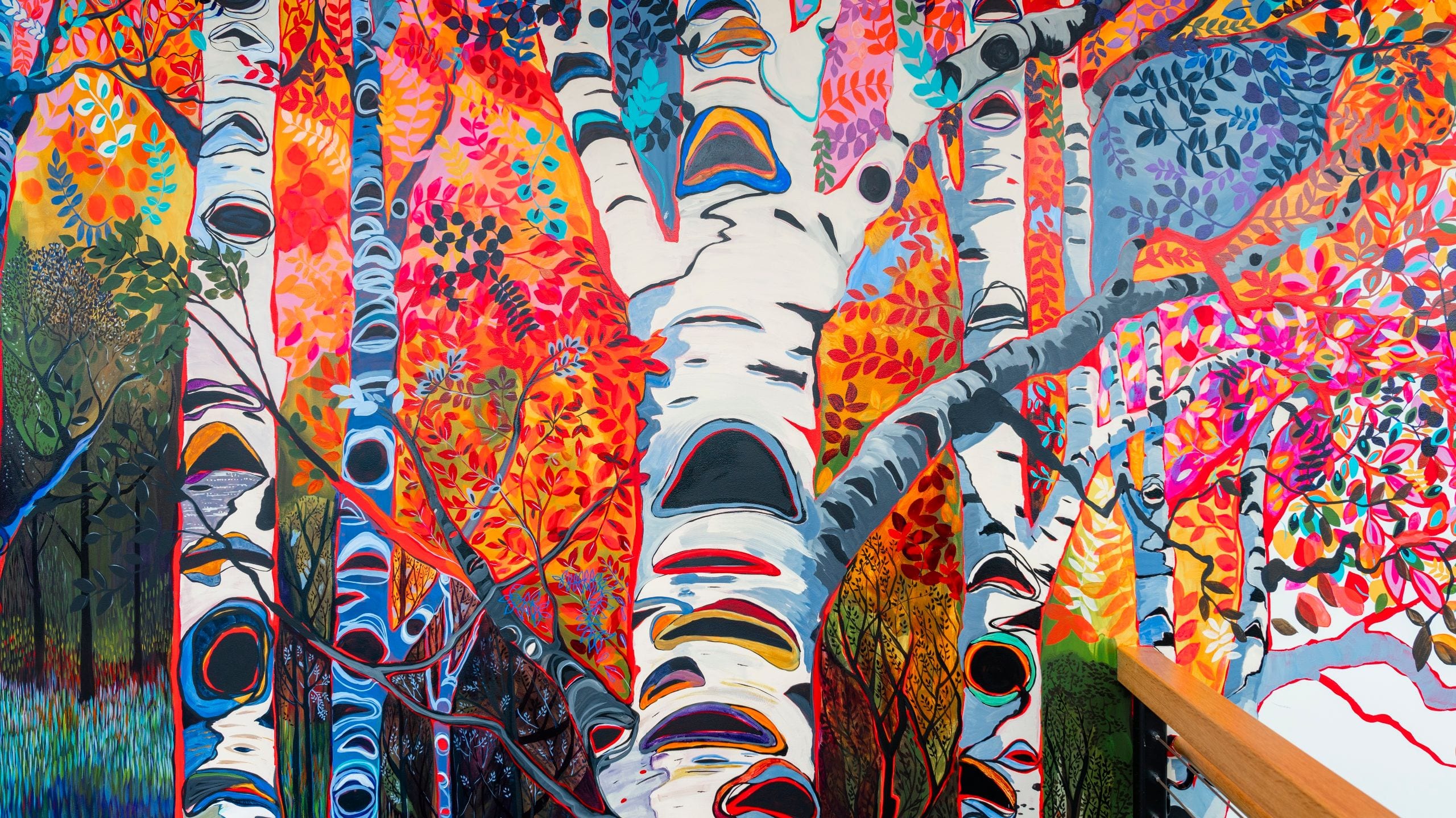 The Wildbirch Hotel Art Birch Trees Stairs Closeup