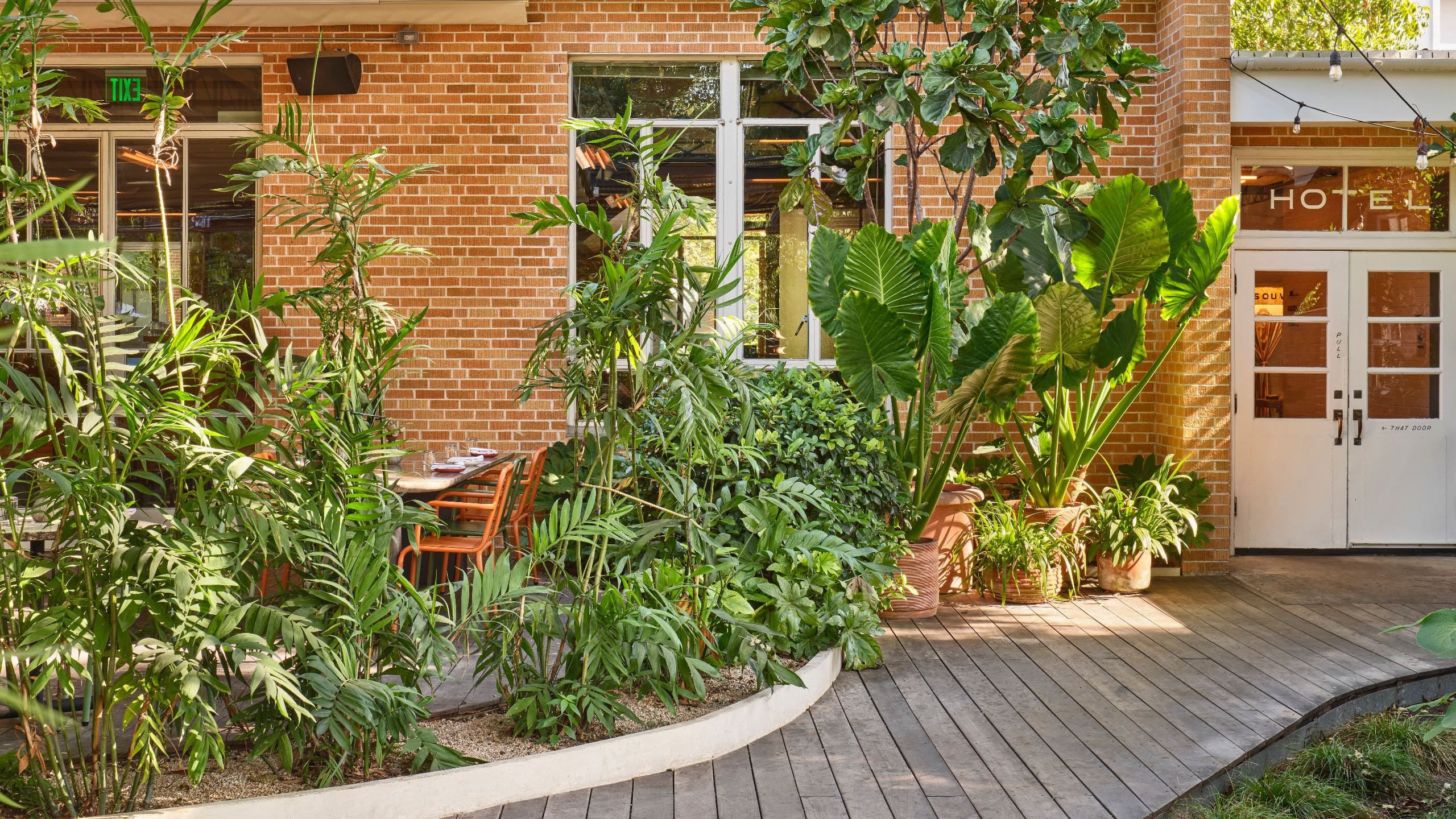 Carpenter Hotel, Bunkhouse Hotels Hall Patio Plants