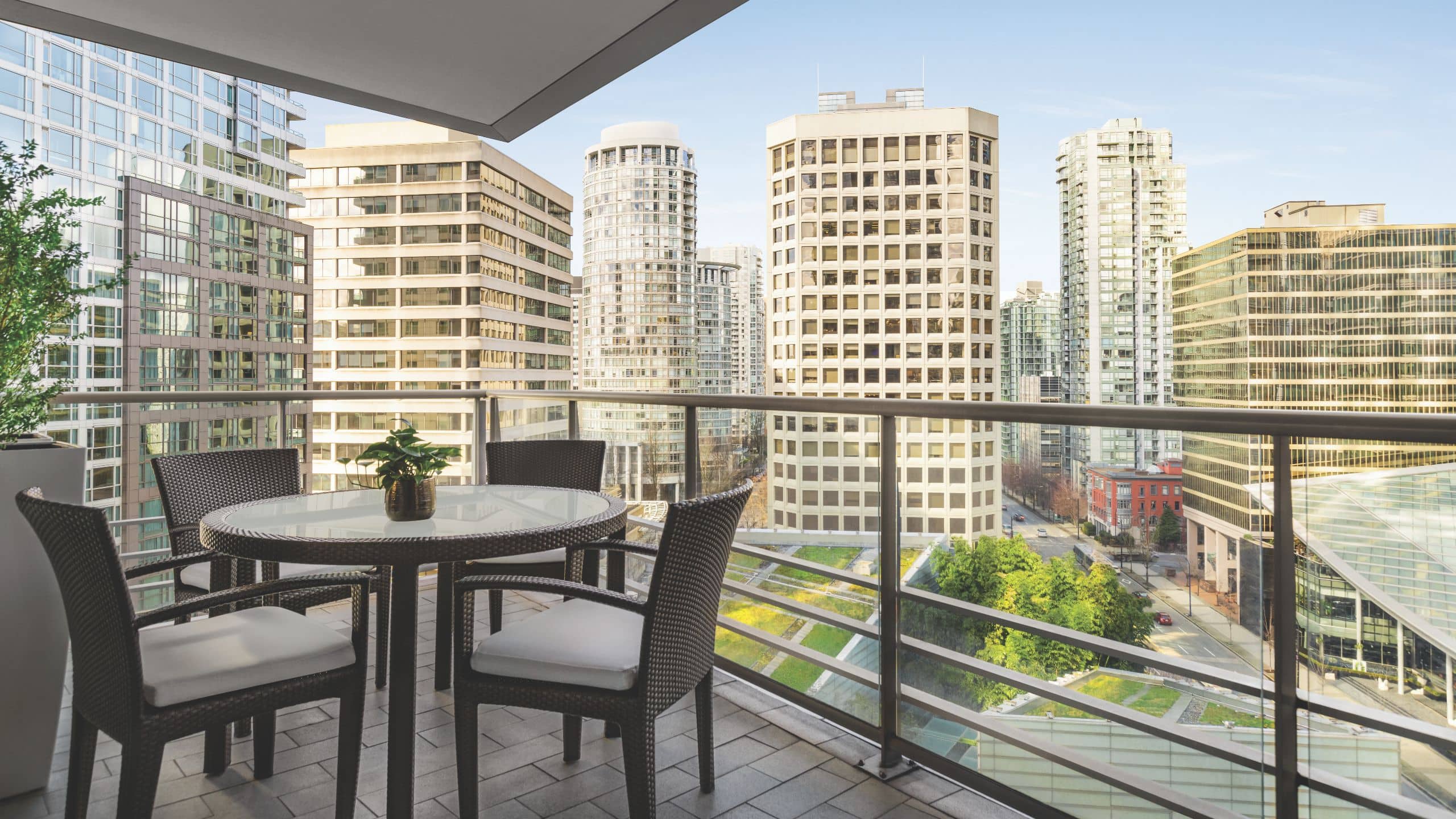 3 of 4 Hyatt Vancouver Downtown Alberni One Bedroom Deluxe Balcony Suite Furnished Balcony