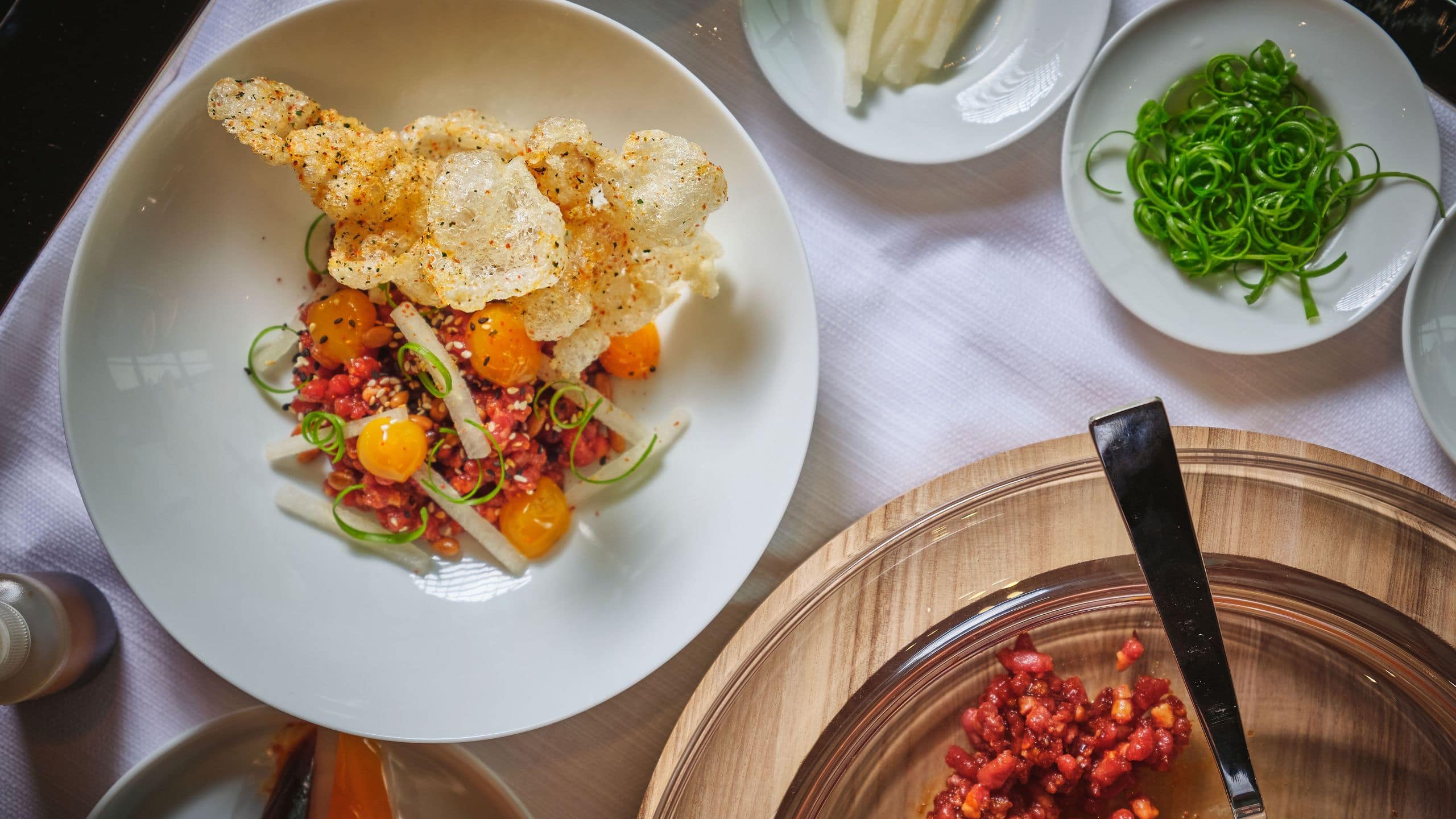 Park Hyatt Kuala Lumpur Beef Tartare With Side Dishes Top Down