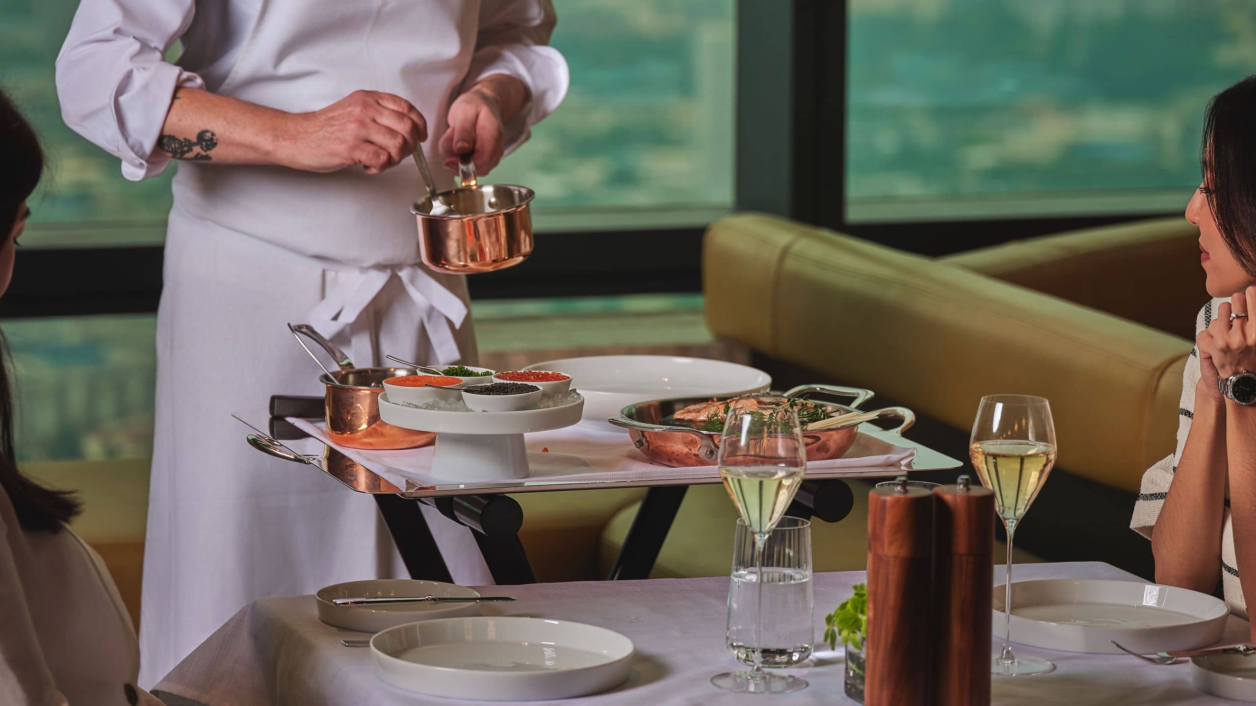 Park Hyatt Kuala Lumpur Chef Plating Atlantic Salmon Roasted On Cedar Wood