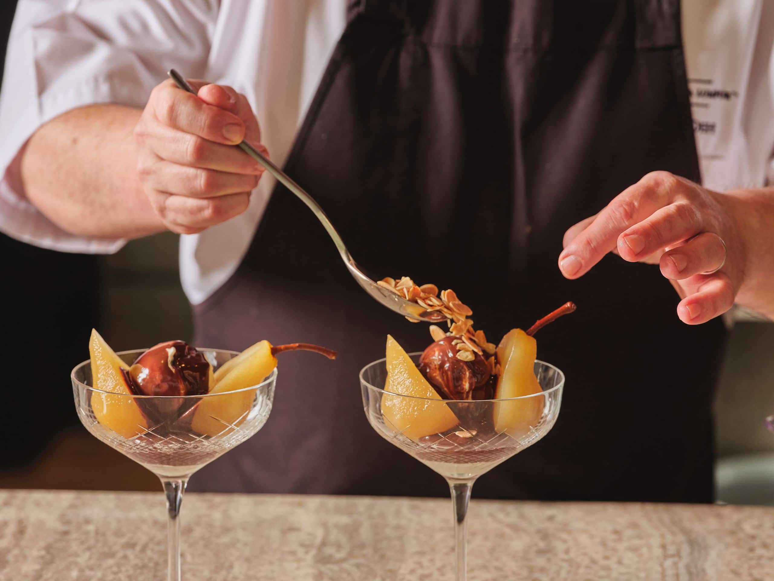 Park Hyatt Kuala Lumpur Pear Helene Sundae Garnish With Almonds