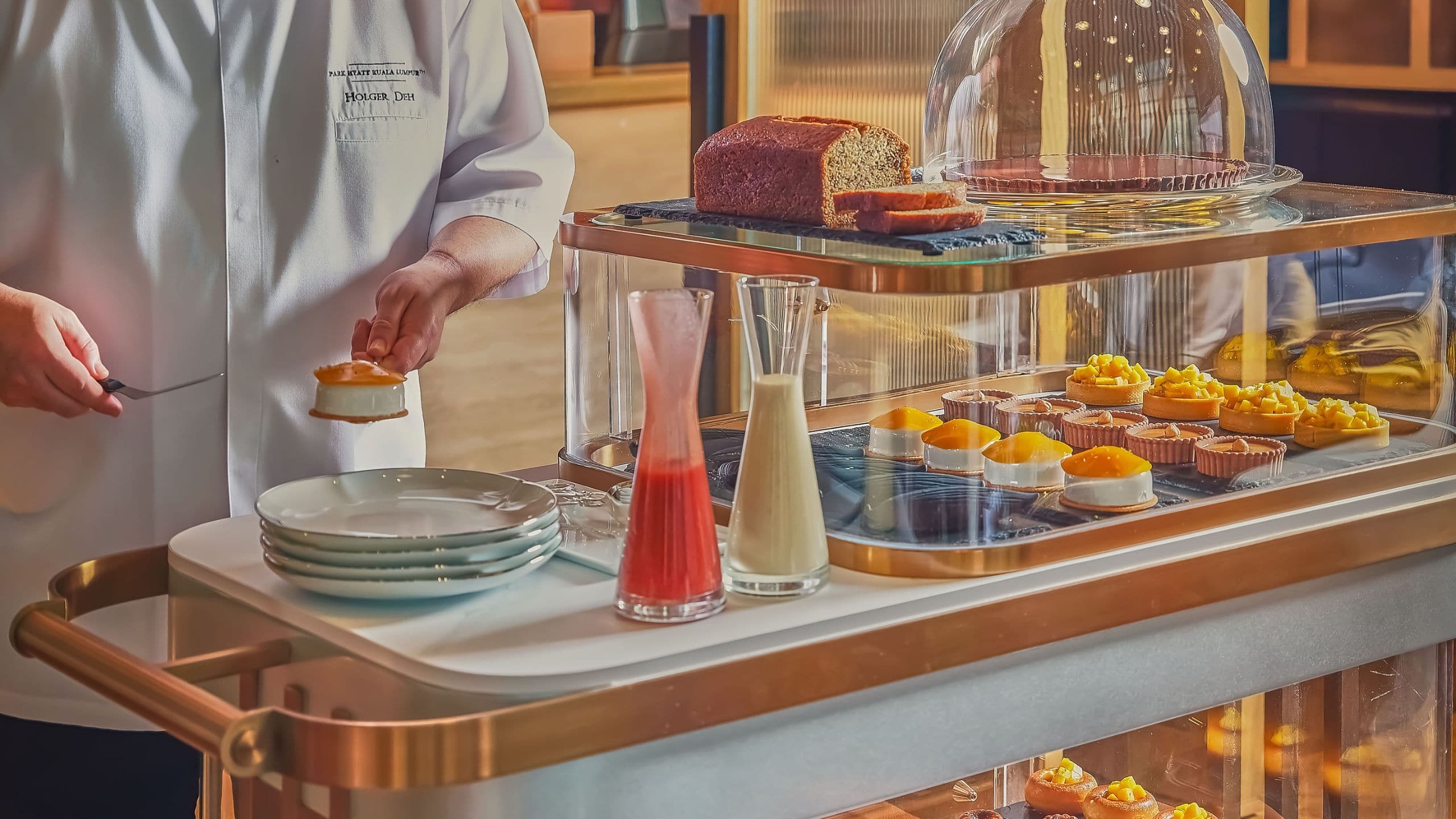 Park Hyatt Kuala Lumpur Chef Serving Dessert Trolley Park Lounge