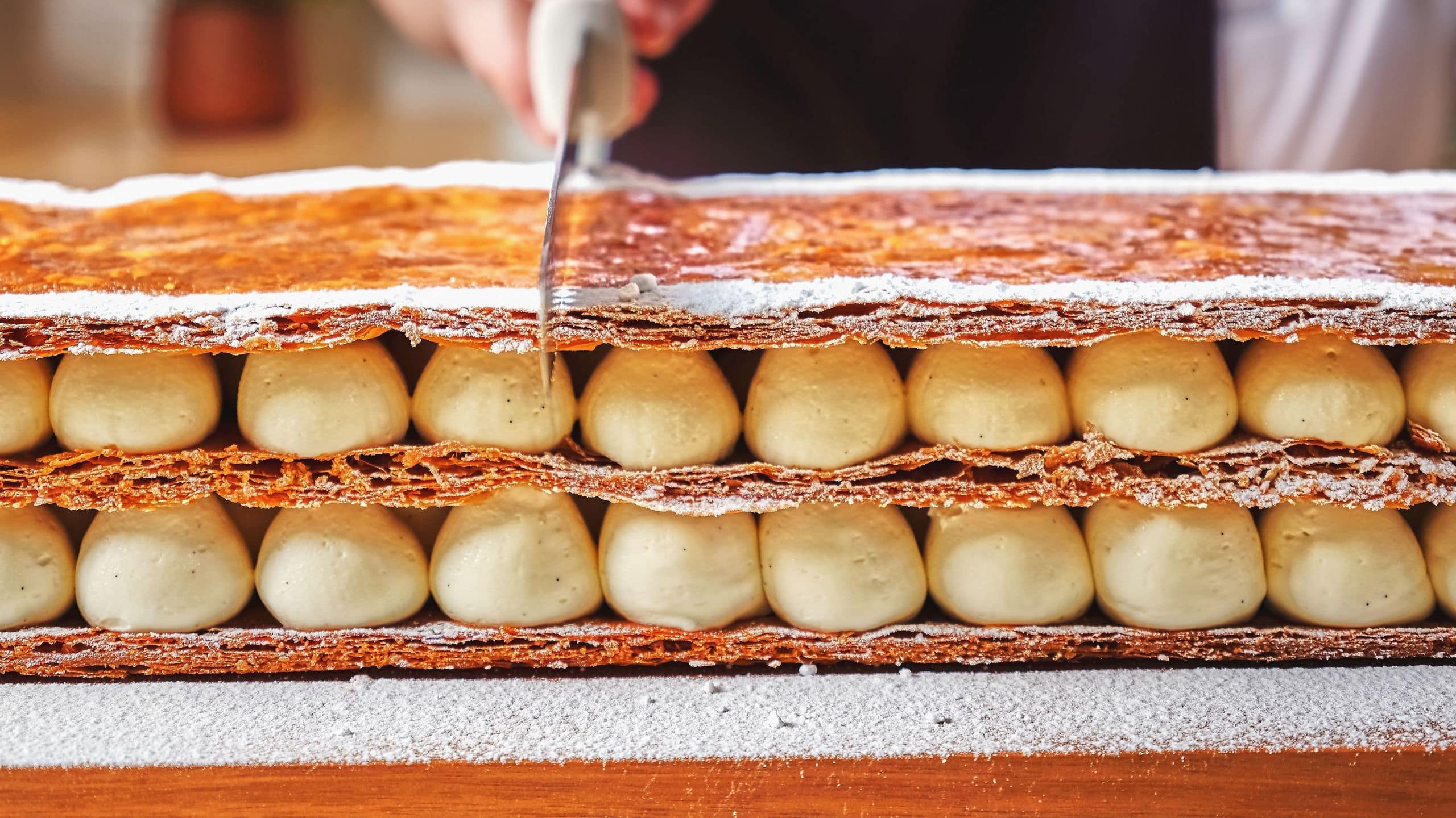 Park Hyatt Kuala Lumpur Mille Feuille Cutting Close Up