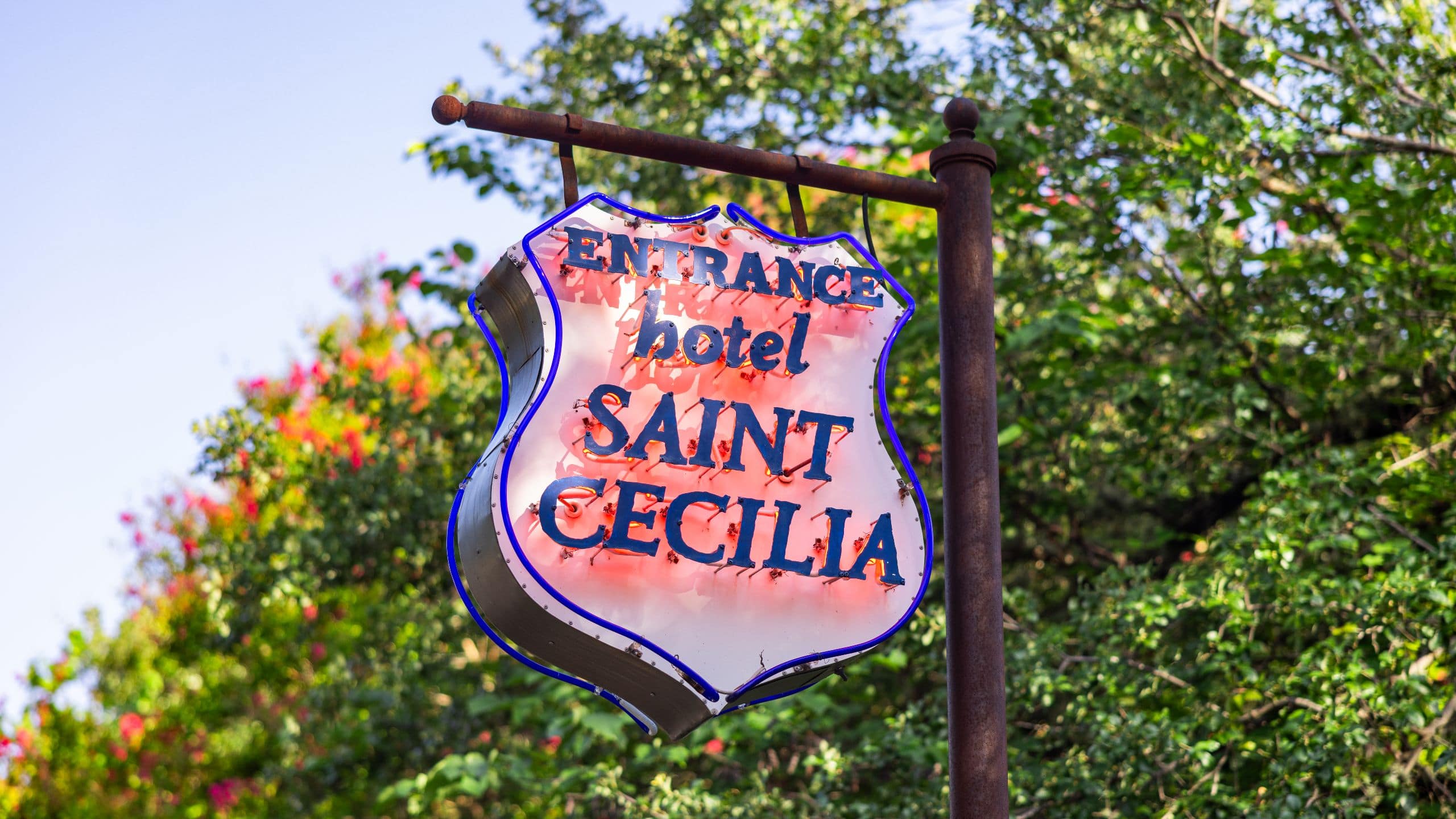 Hotel Saint Cecilia, Bunkhouse Hotels Neon Entry Sign
