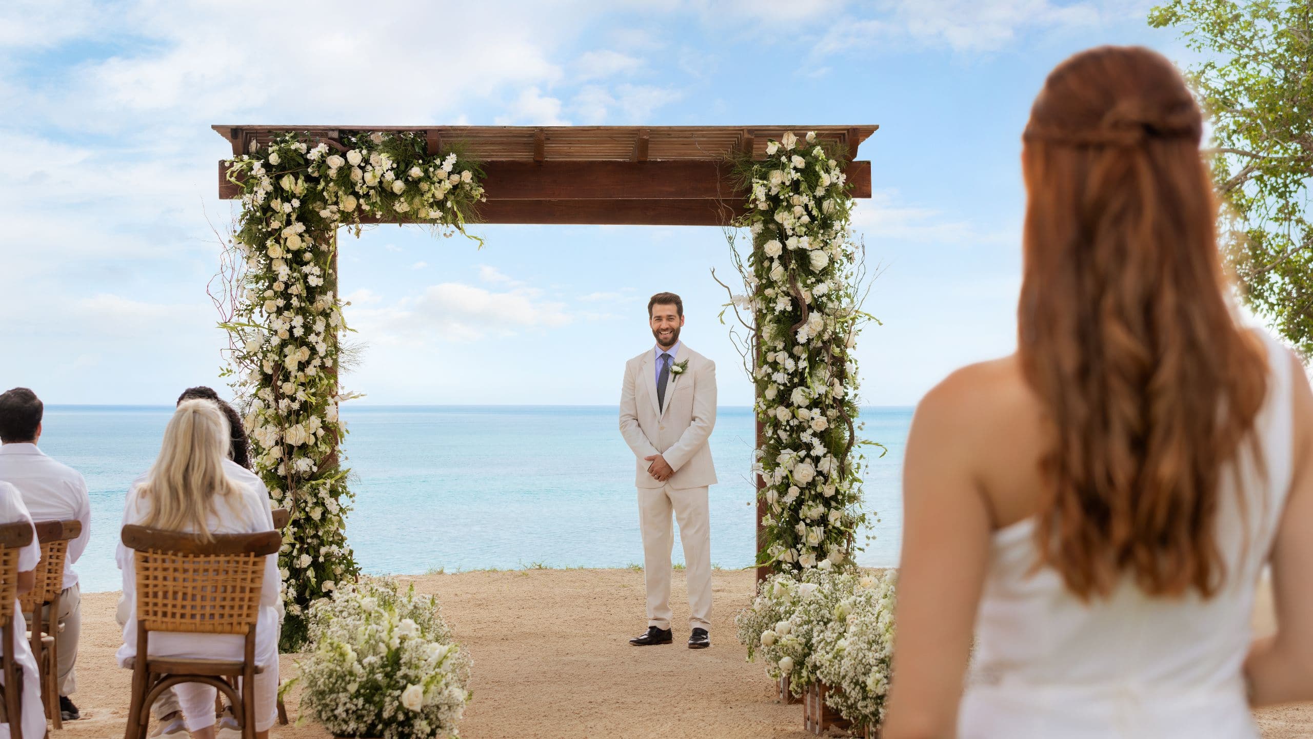 Dreams La Romana Resort & Spa Beach Gazebo Wedding Bride Aisle
