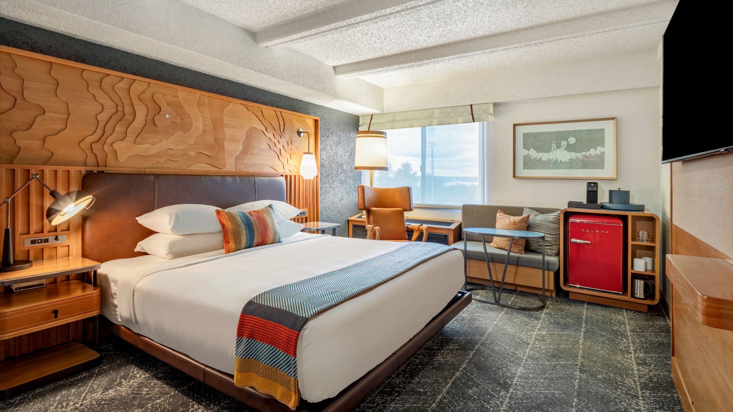 The Wildbirch Hotel 1 King Bed Interior View Facing Bed