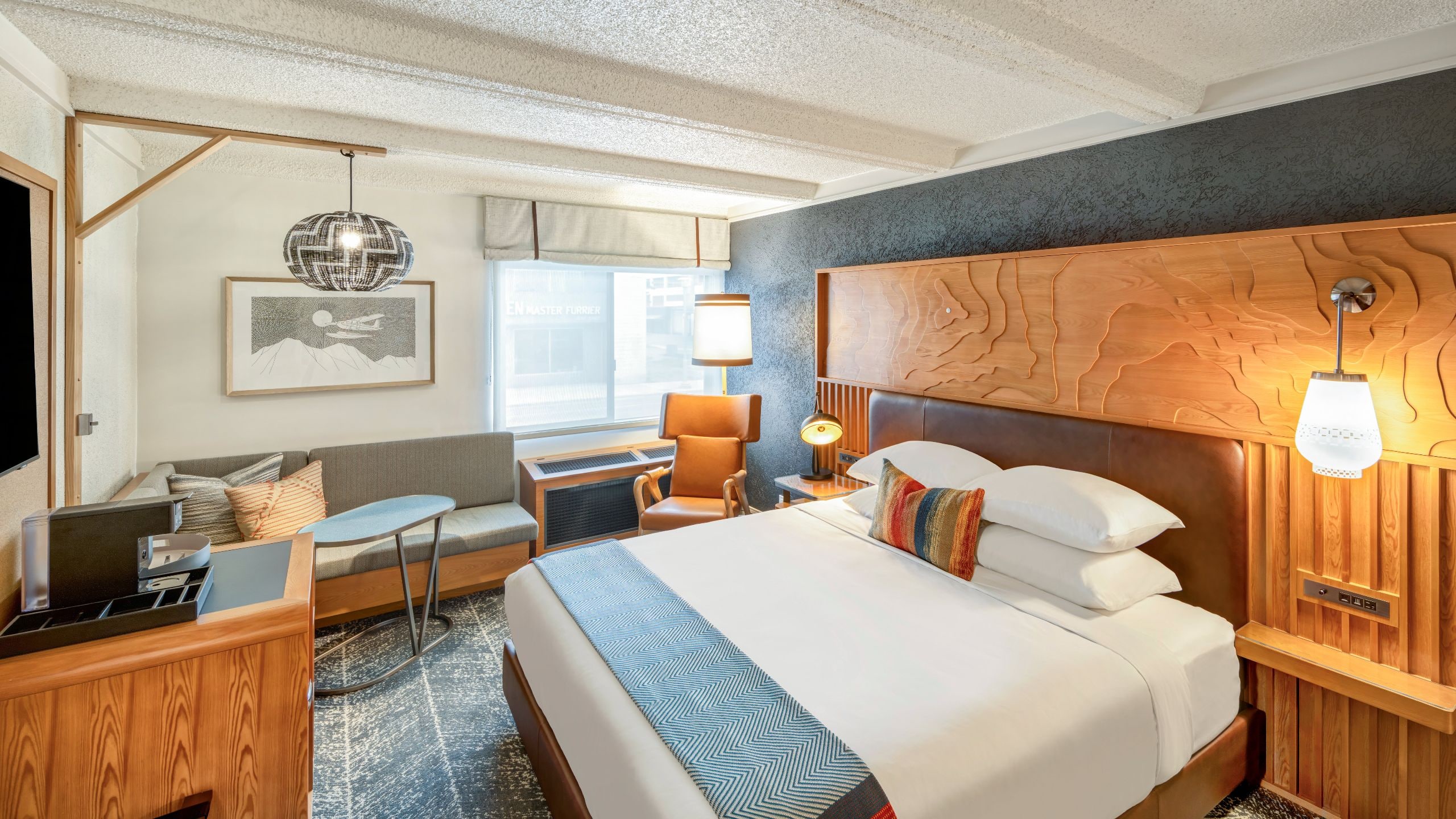 The Wildbirch Hotel King Bed Wide Angle Facing Bed