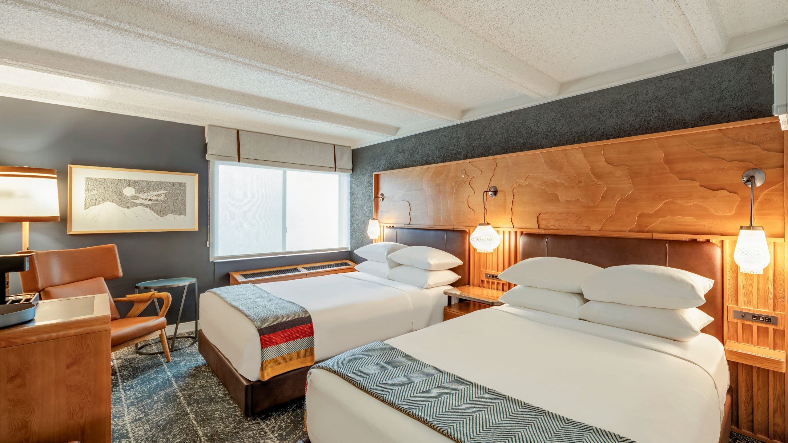 The Wildbirch Hotel Two Queen Beds Interior View Wide Angle