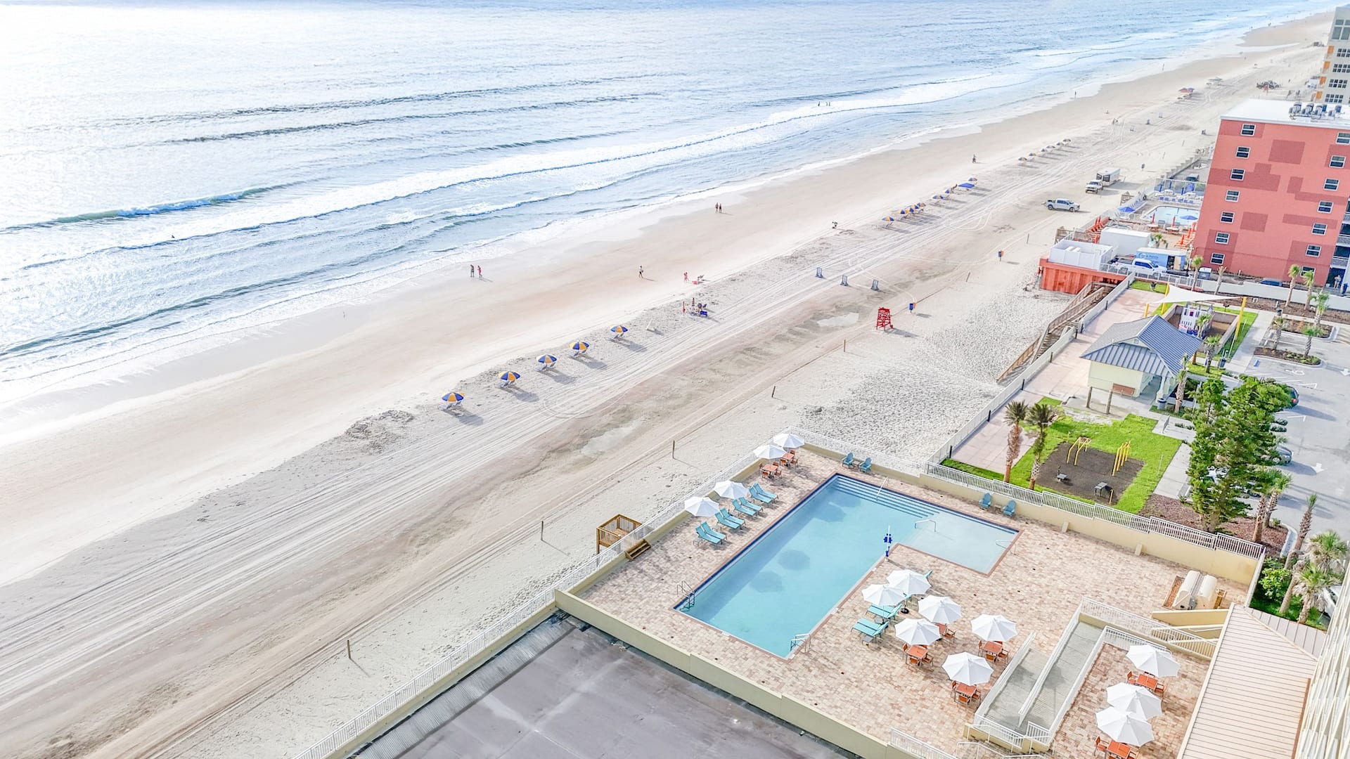Hyatt Place Daytona Beach - Oceanfront Pool Aerial Wide Angle
