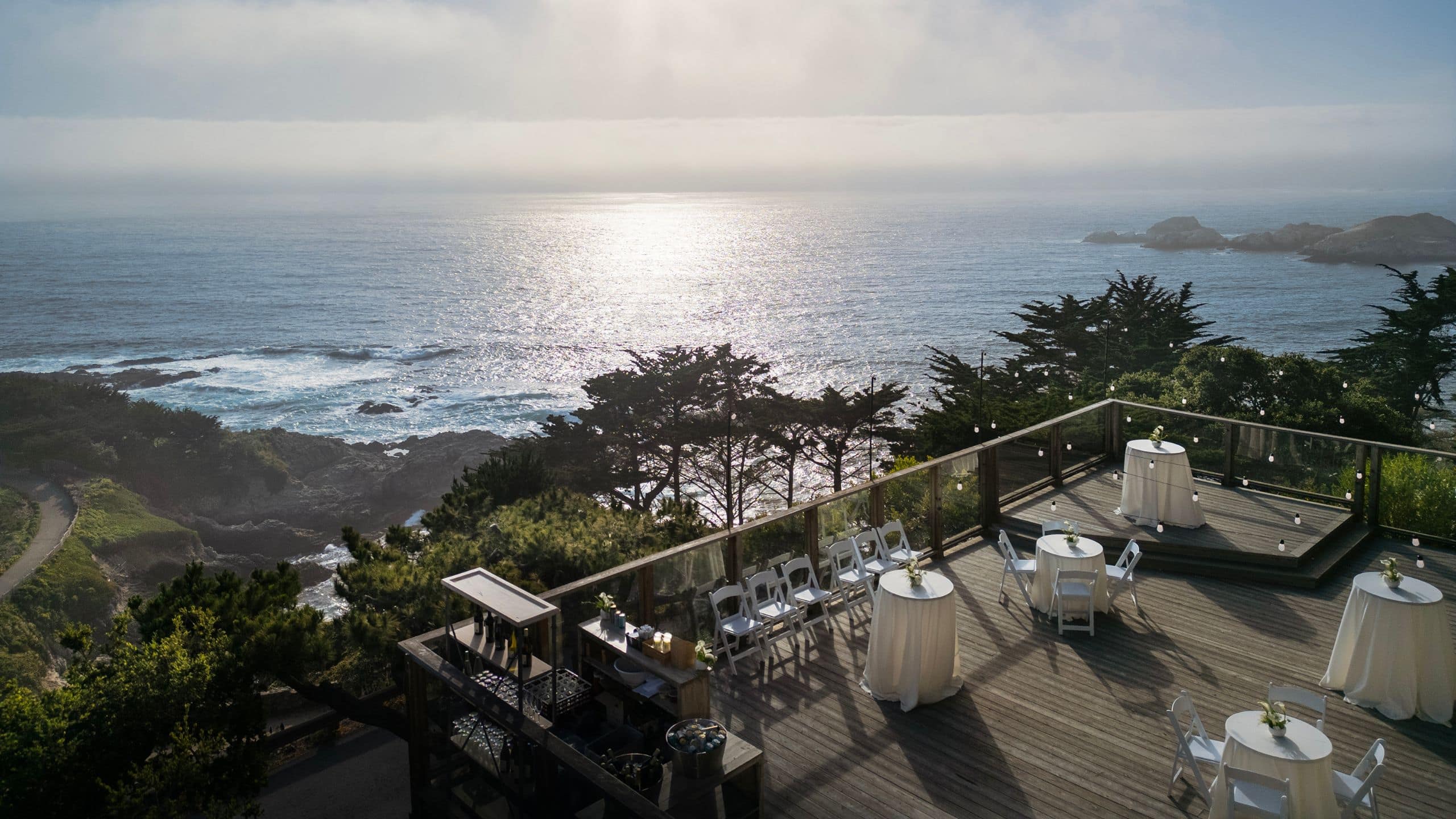 Hyatt Carmel Highlands Wedding Deck From A Far With Setting Sun