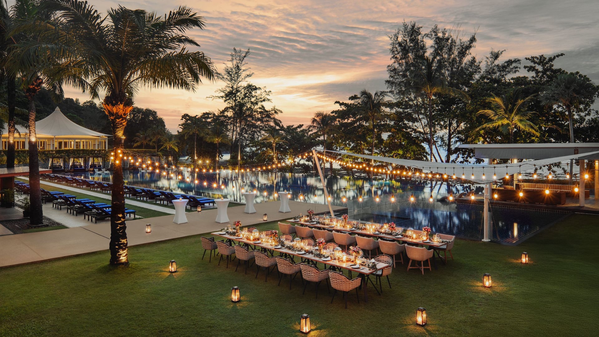 1 of 1 Hyatt Regency Phuket Resort Oceanfront Infinity Poolside Lawn Long Table Reception Dinner