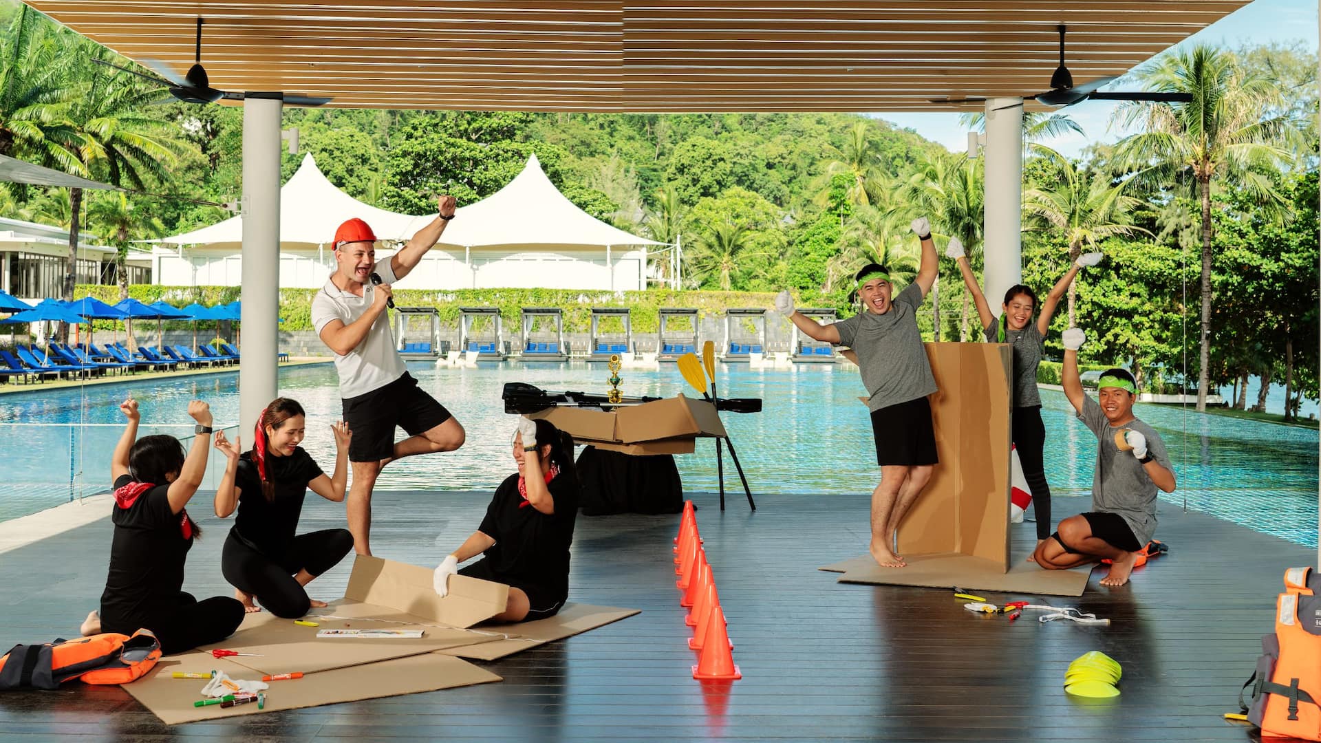 3 of 3 Hyatt Regency Phuket Resort Pool Deck Team Building Activity Boat Racing