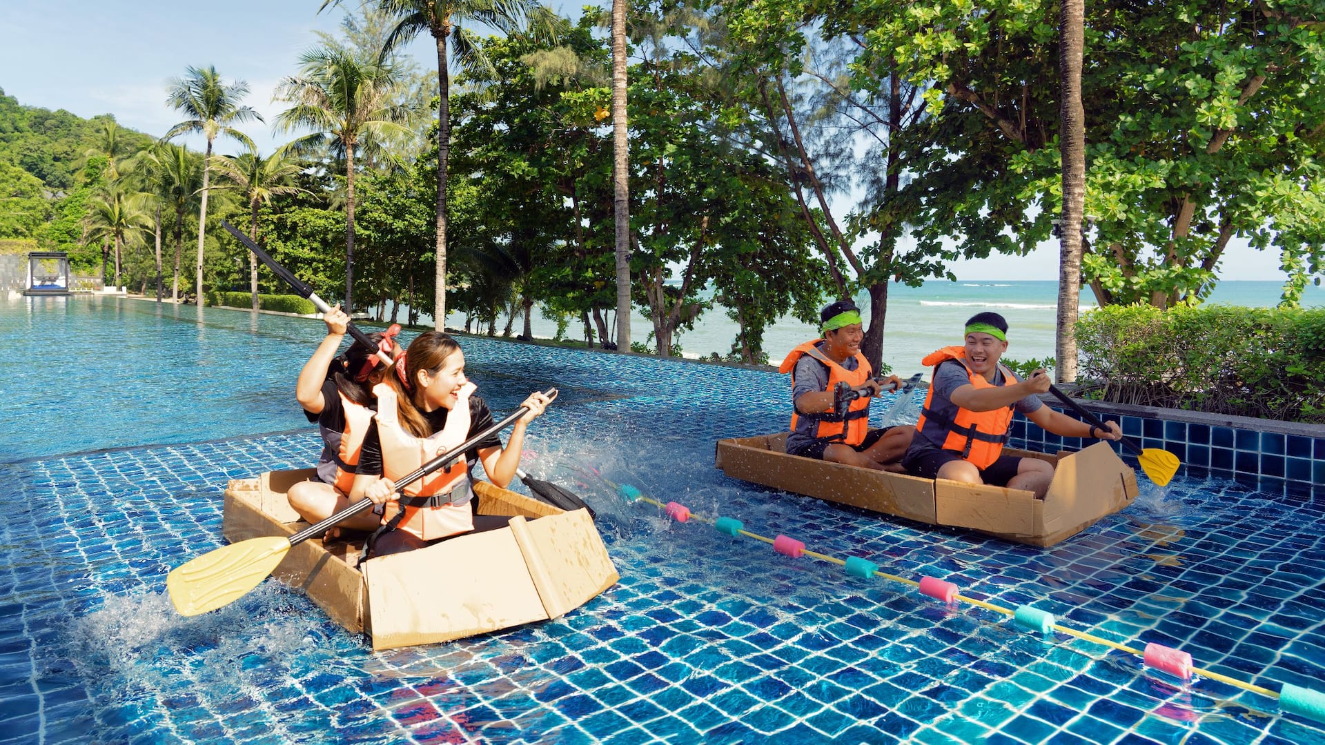 2 of 3 Hyatt Regency Phuket Resort Oceanfront Infinity Pool Team Building Activity Boat Racing