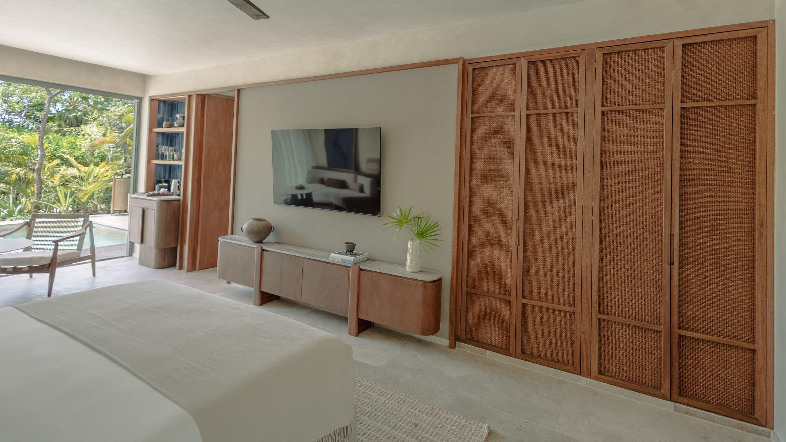 4 of 4 Alila Mayakoba Guestroom Closet Space And Mini Bar Area
