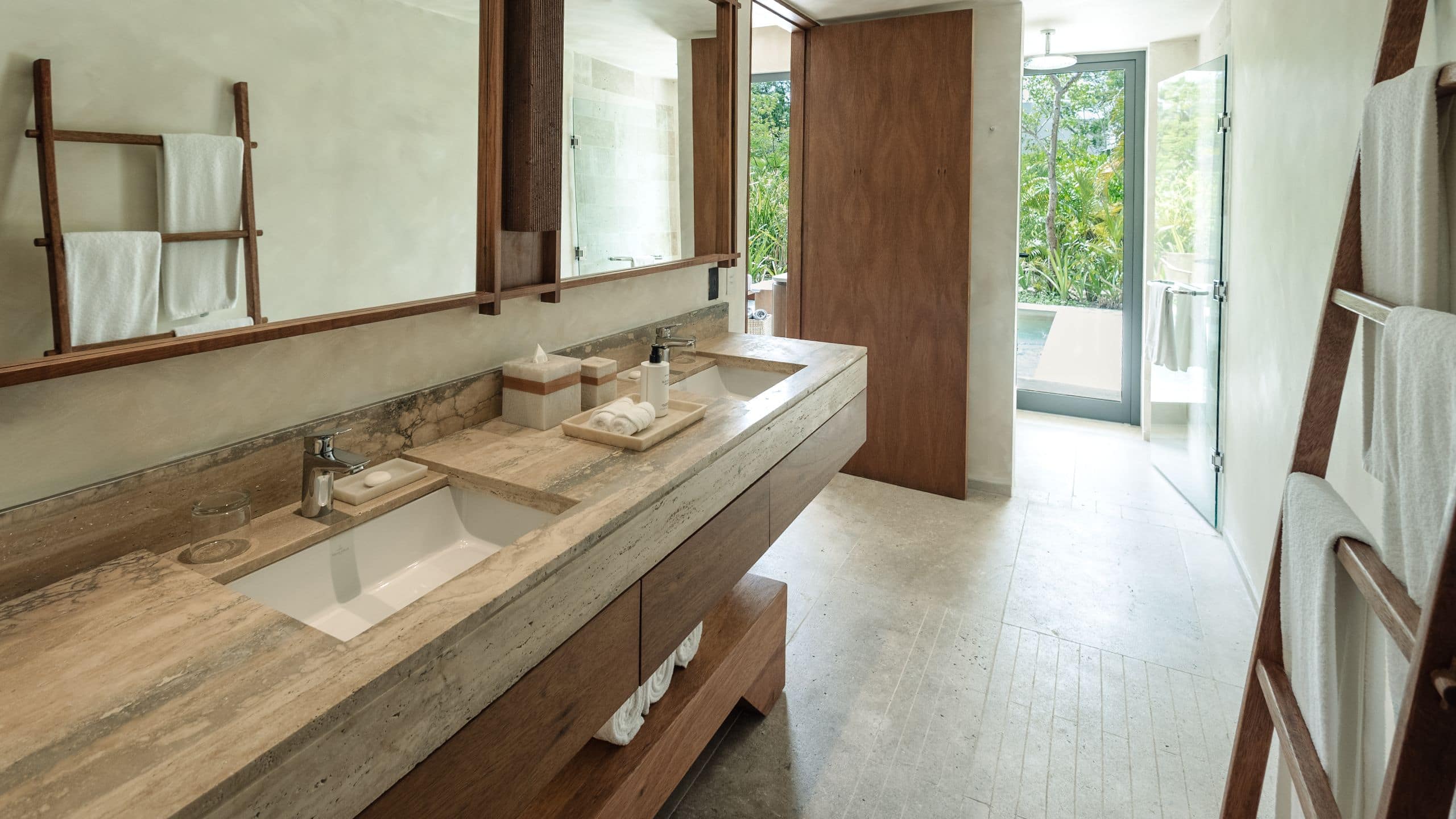Alila Mayakoba Bathroom Double Vanity Angle View