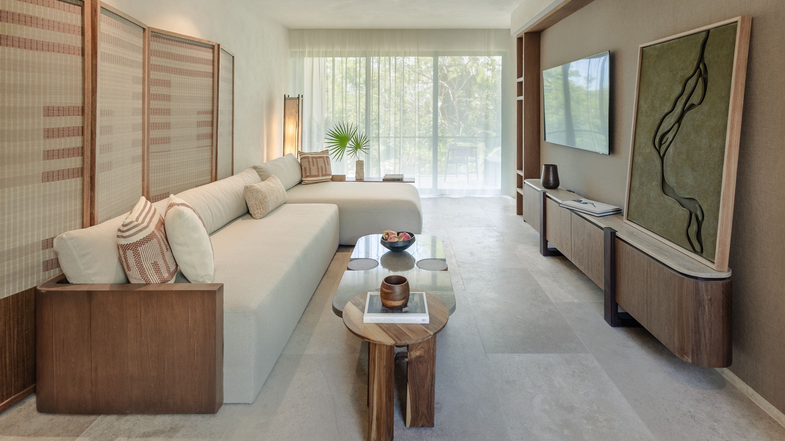 2 of 3 Alila Mayakoba Suite Living Room View To Balcony Foliage