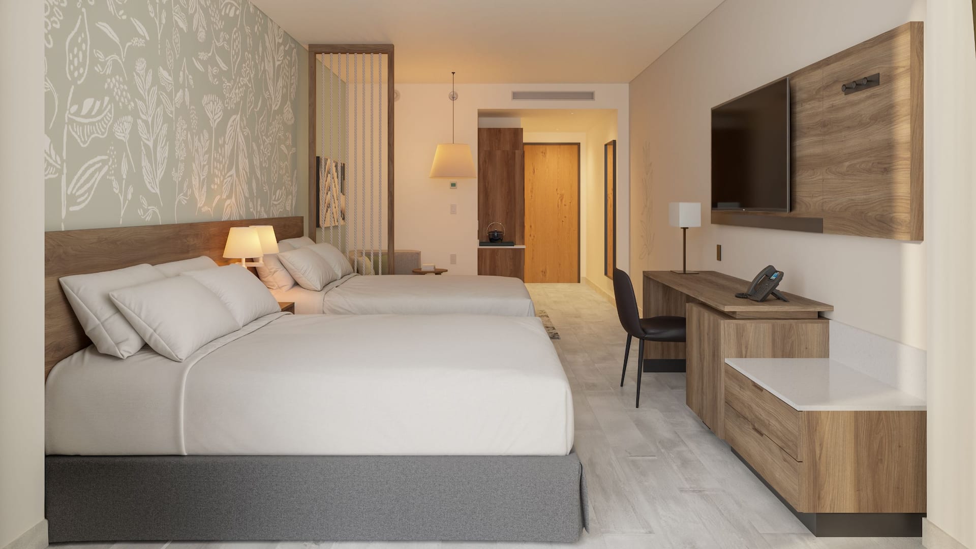 Hyatt Place Cancun Airport Two Queen Guestroom Lateral View