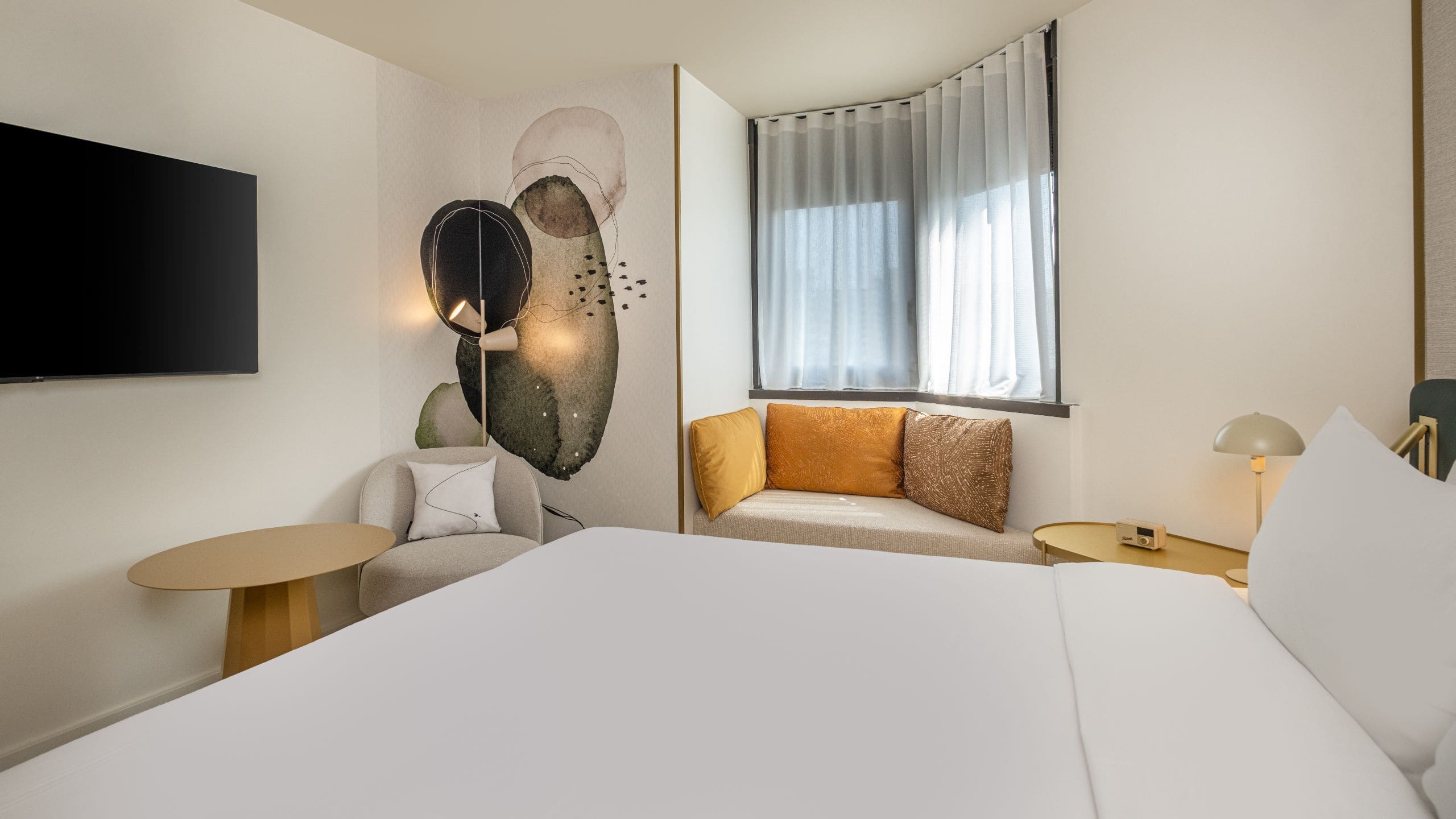 1 of 2 Hyatt Centric Reims Guestroom King Bed Tv