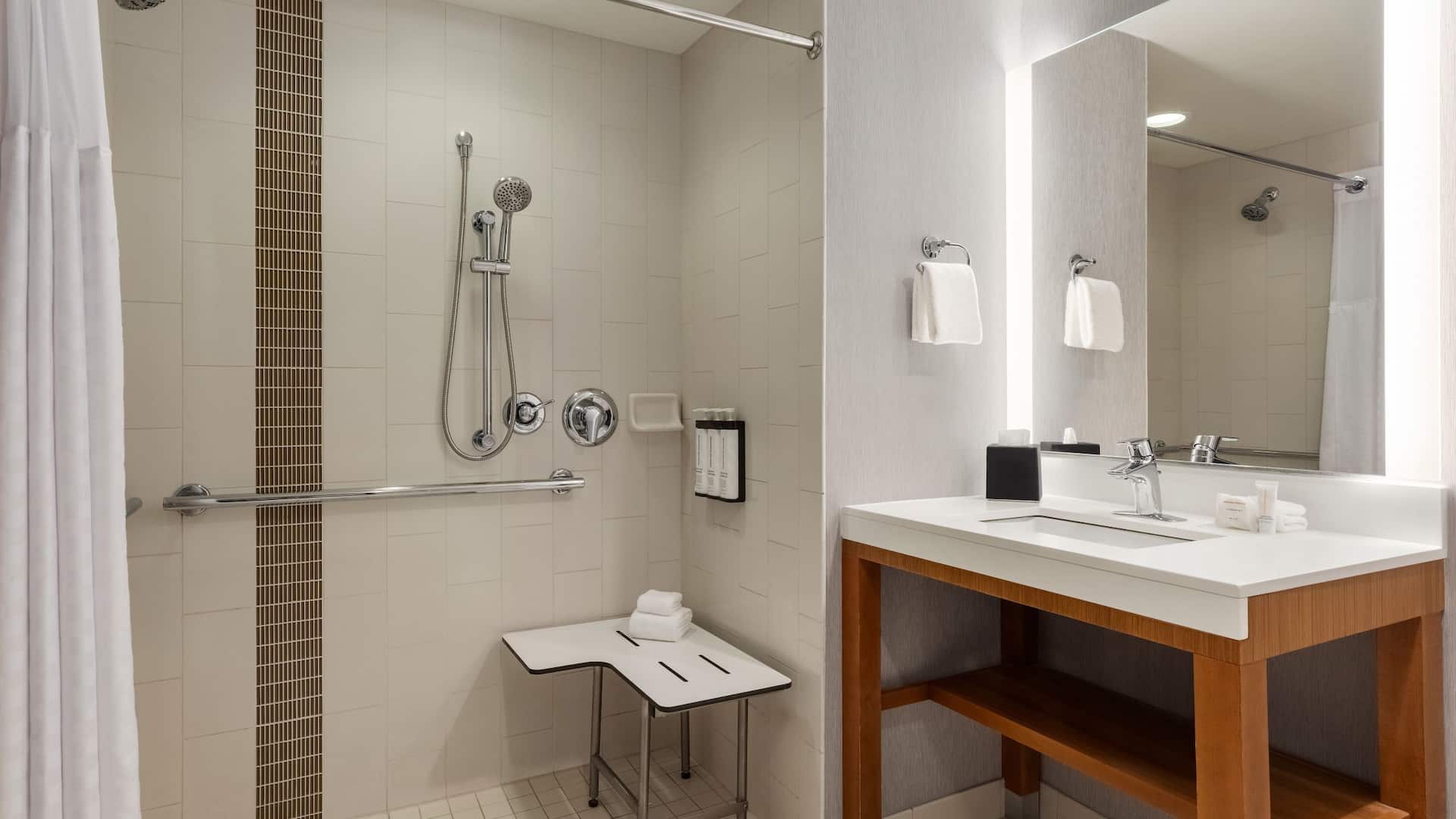 4 of 4 Hyatt Place Bloomington Accessible Bathroom Roll In Shower