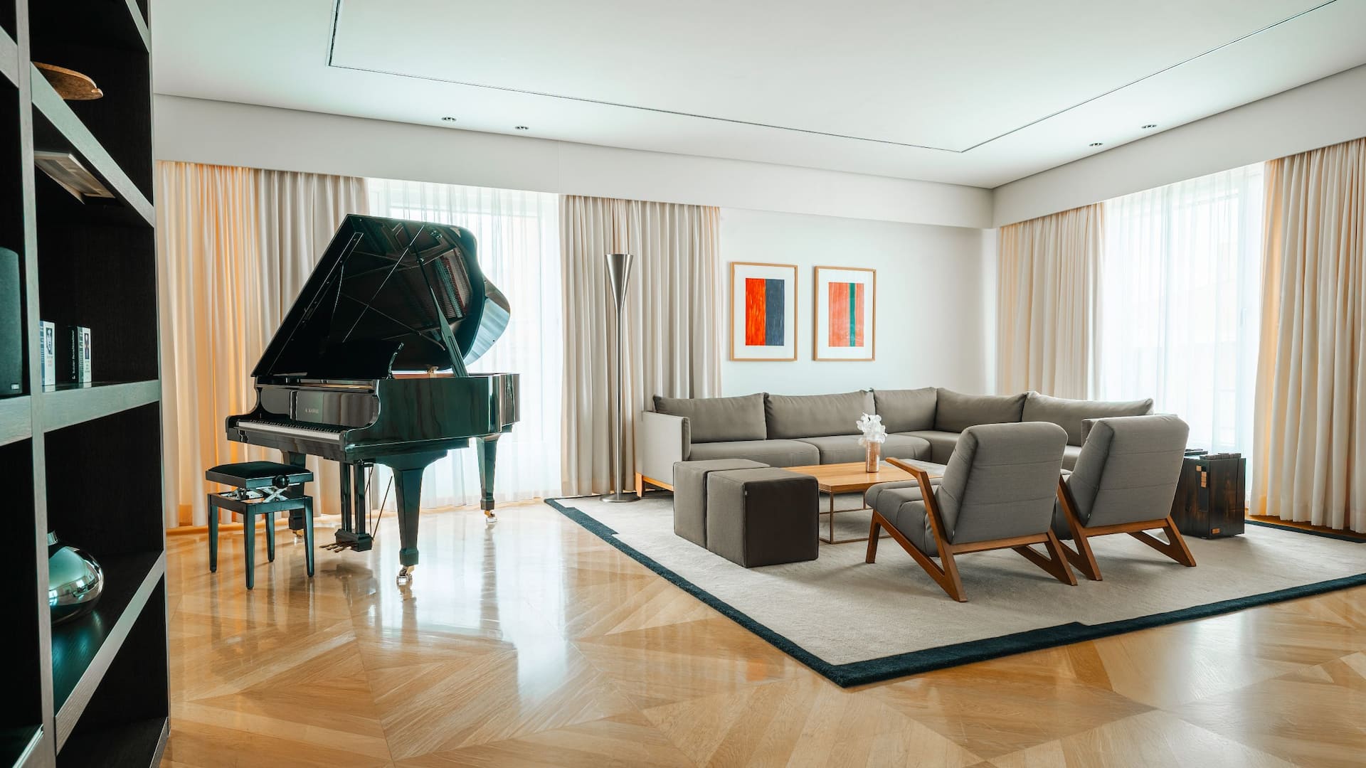 Grand Hyatt Berlin Maybach Suite Lounge Living Room Piano