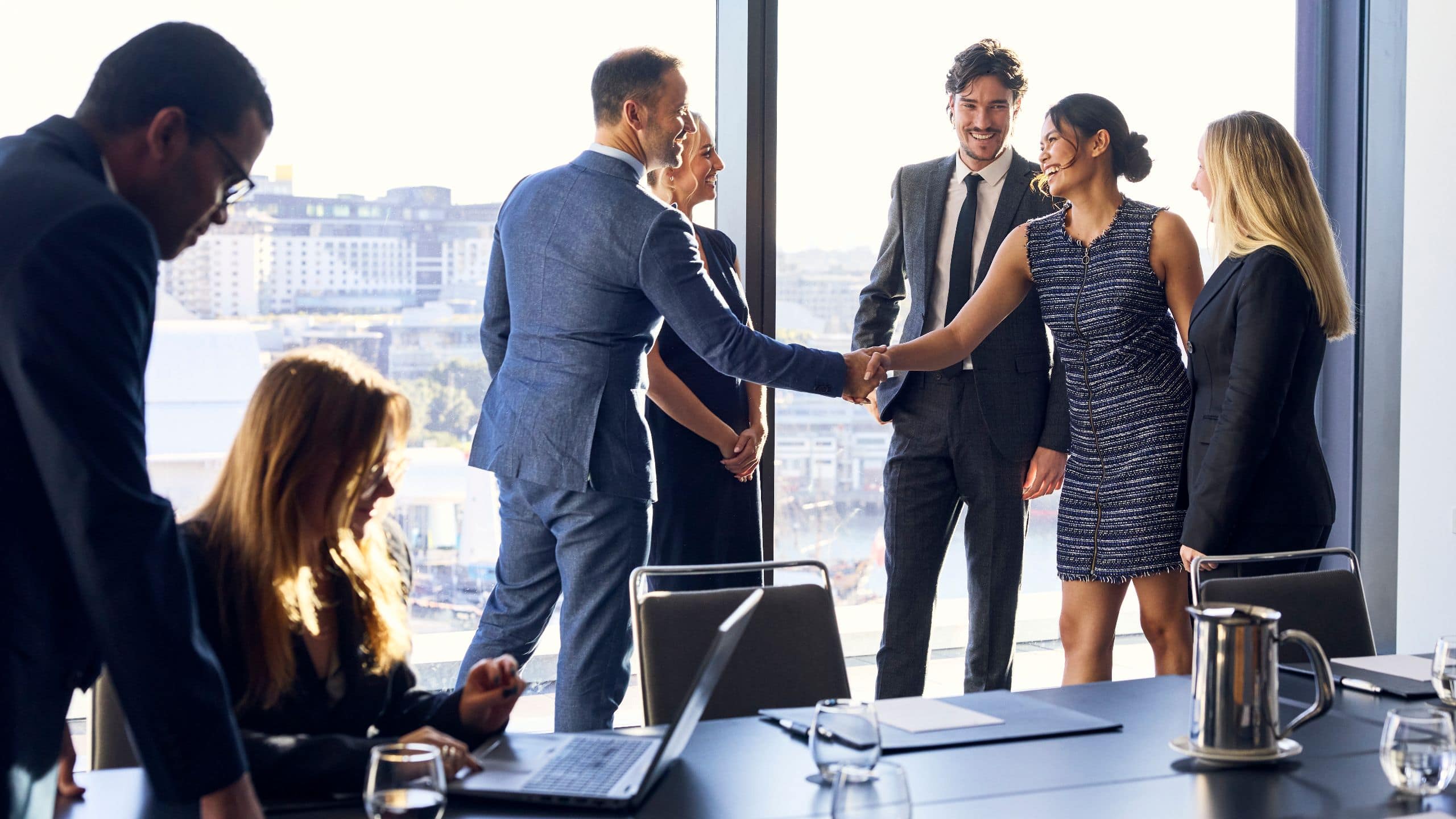1 of 1 Global Boardroom Meeting Handshake Greeting