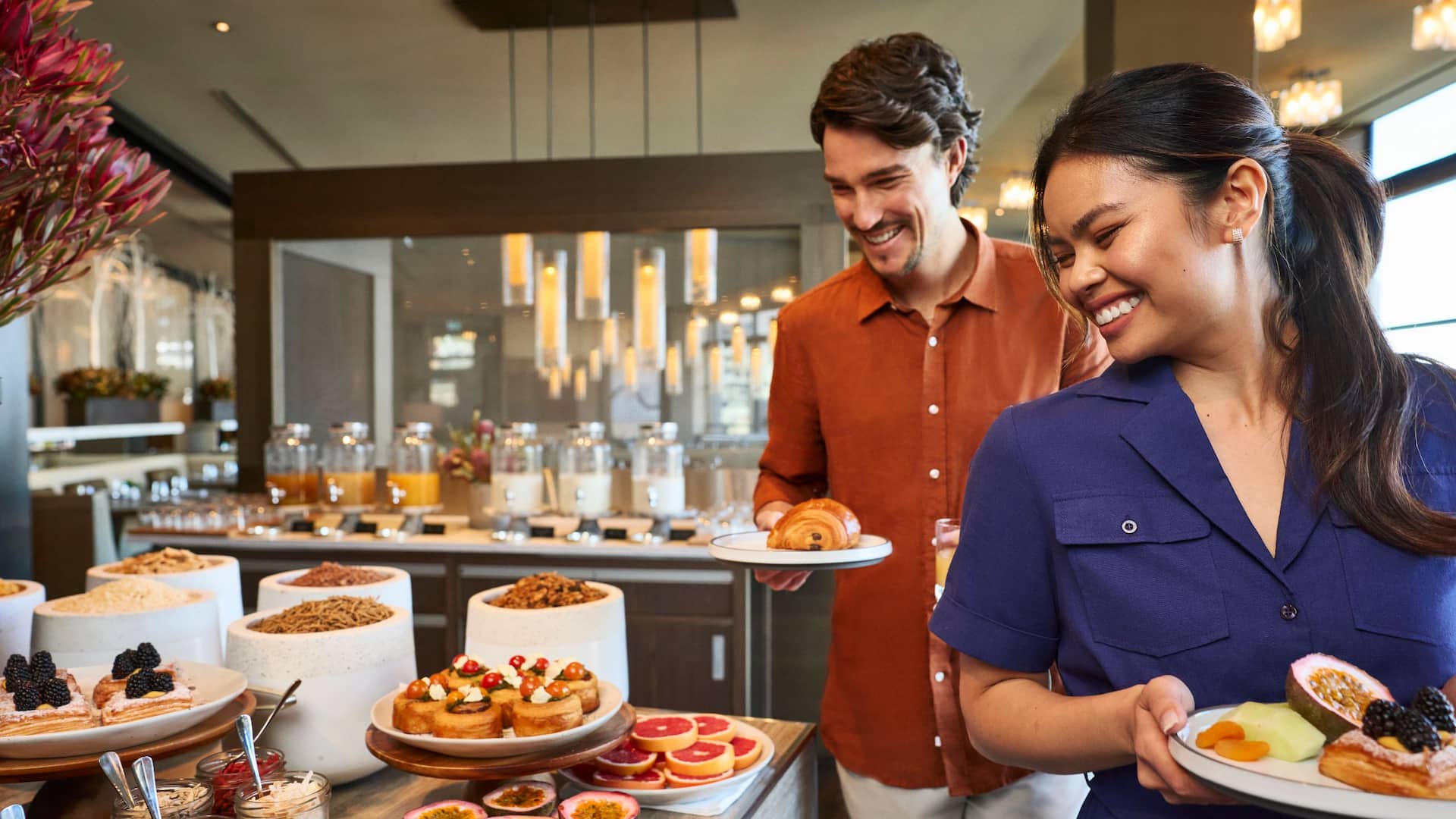 Global Buffet Breakfast Couple Smiling