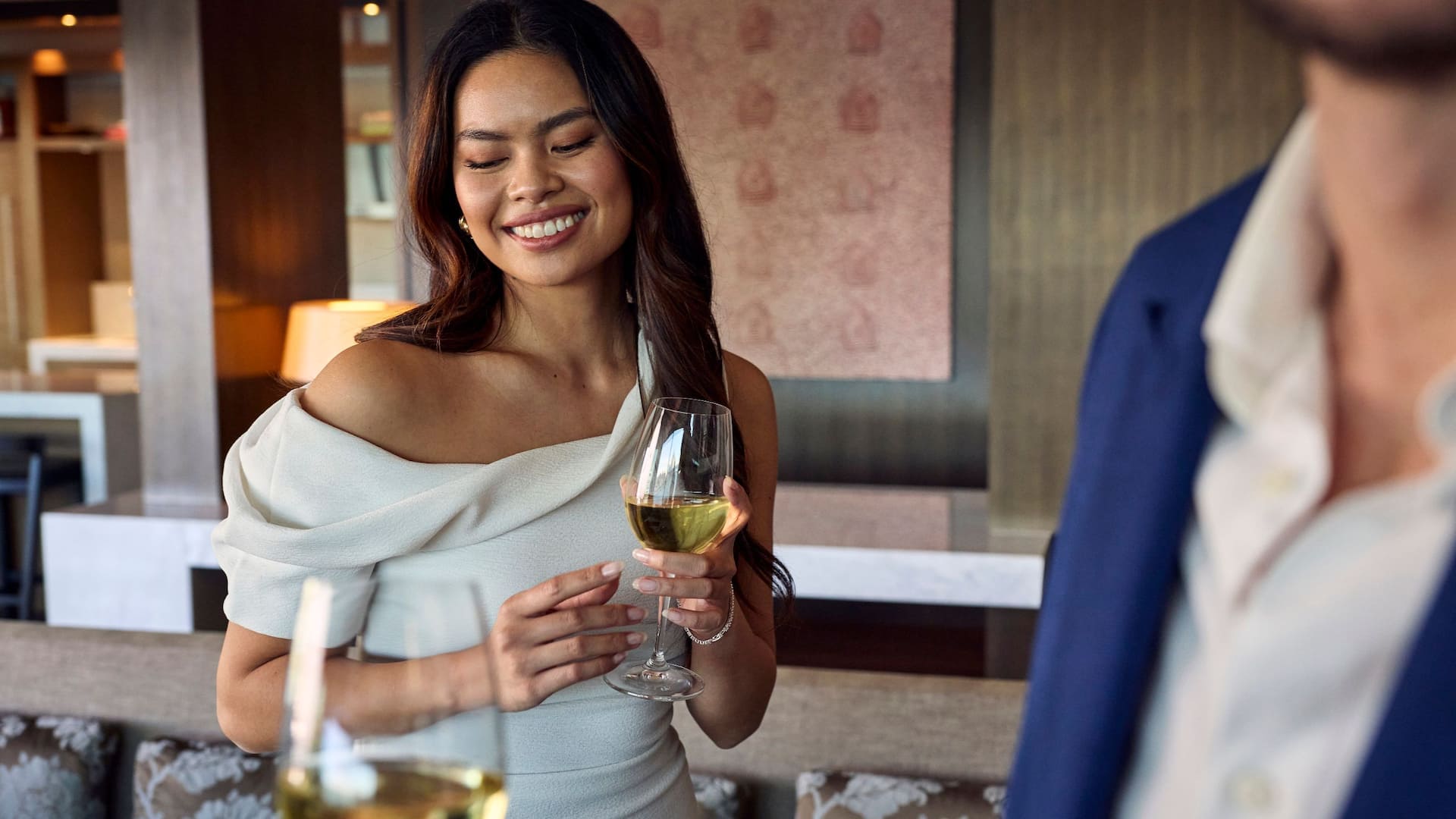 1 of 1 Global Couple Drinks Smiling Wine Close Up