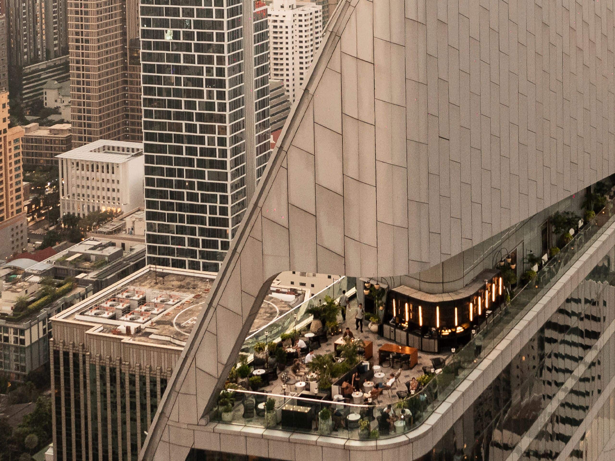 Park Hyatt Bangkok Penthouse Rooftop Bar Drone Shot