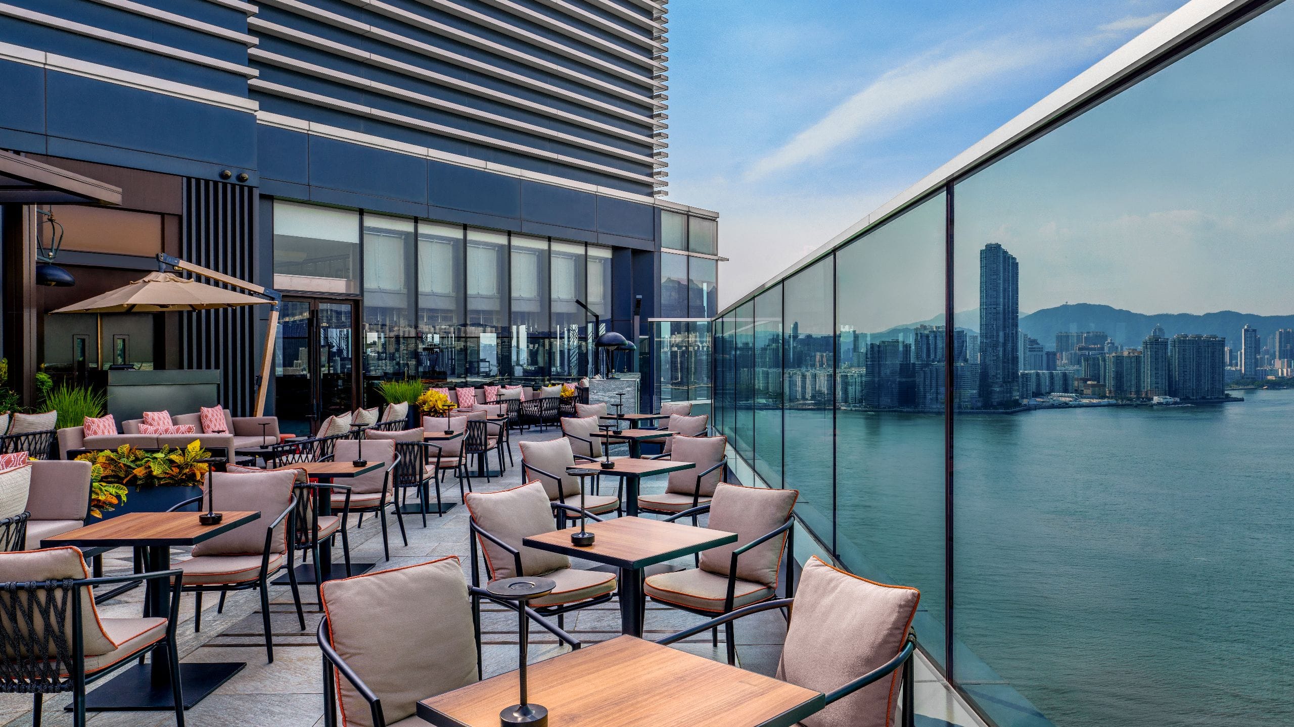 Hyatt Centric Victoria Harbour Hong Kong Cruise Terrace Daytime Tables