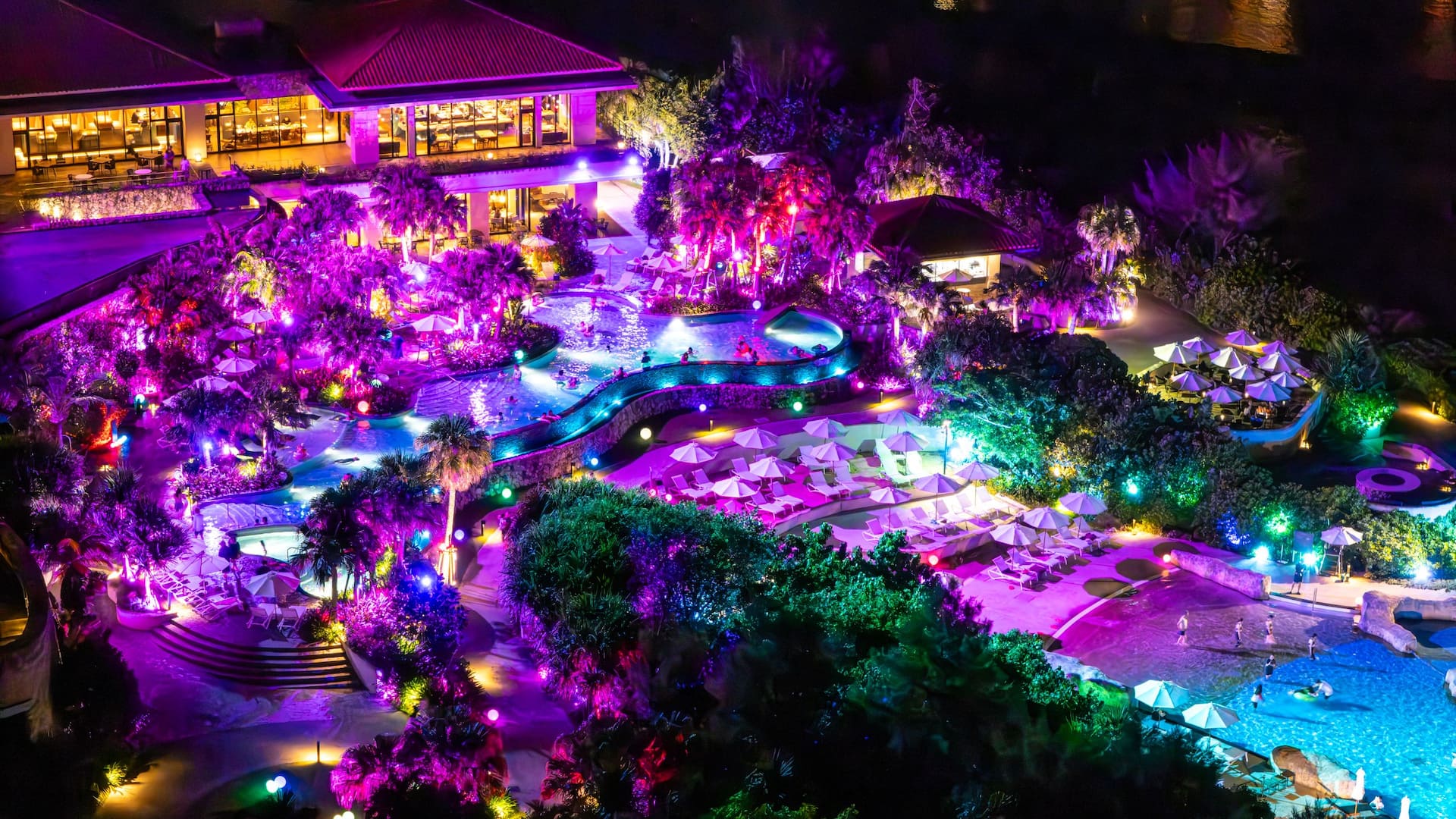 Hyatt Regency Seragaki Island, Okinawa Drone Nightpool Overview