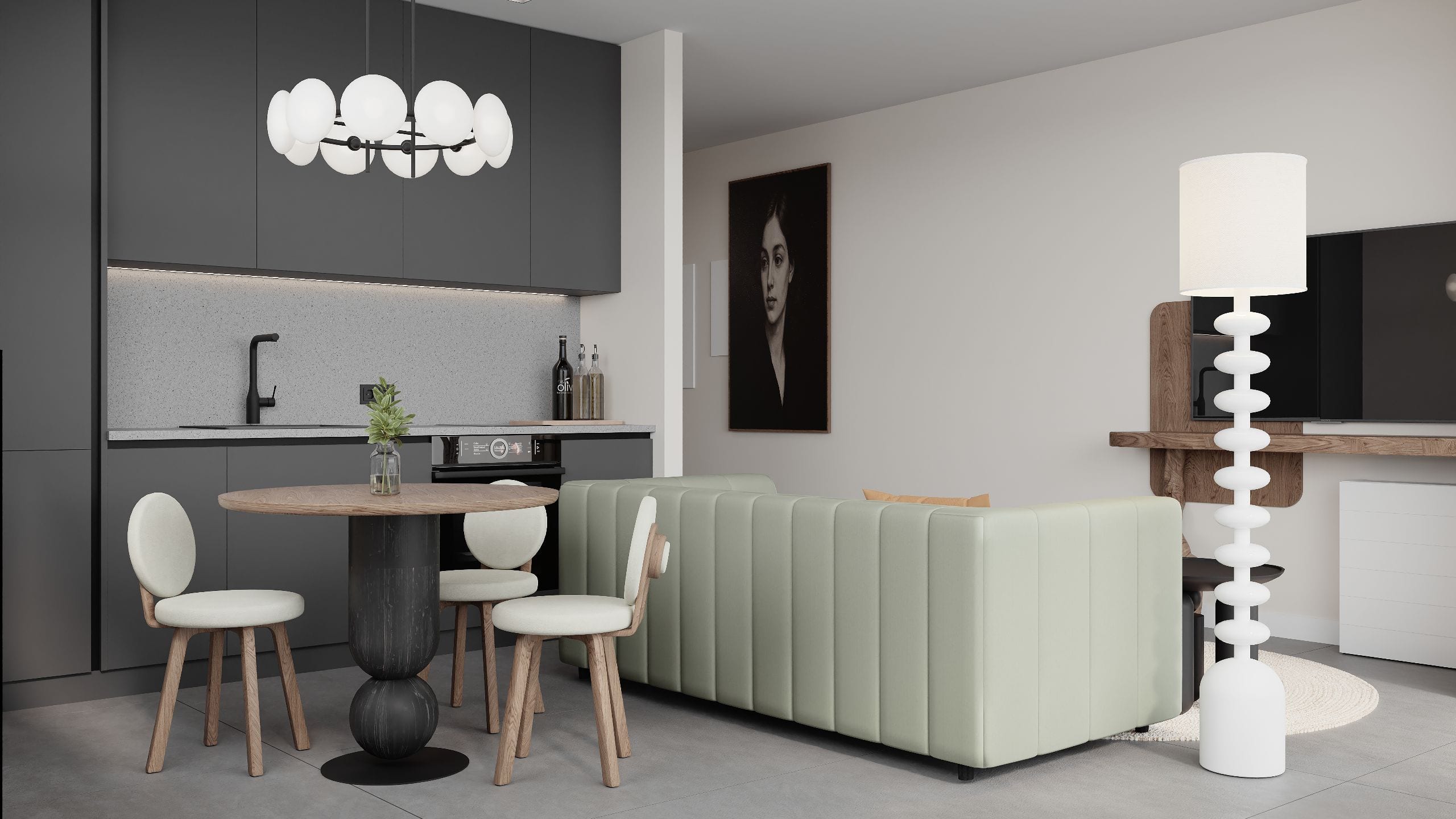 1 of 1 Sealeven Hotel & Residences 1 Bedroom Apartment Living Room Kitchen