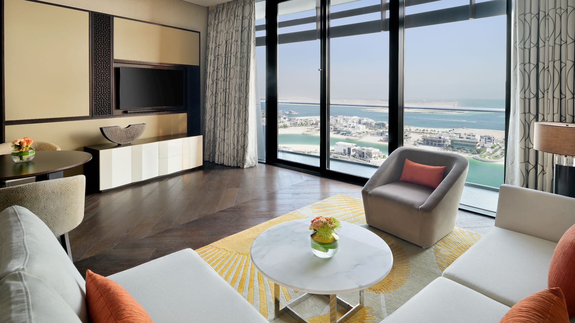 1 of 7 Grand Hyatt Abu Dhabi Hotel & Residences Emirates Pearl One Bedroom Apartment Living Room