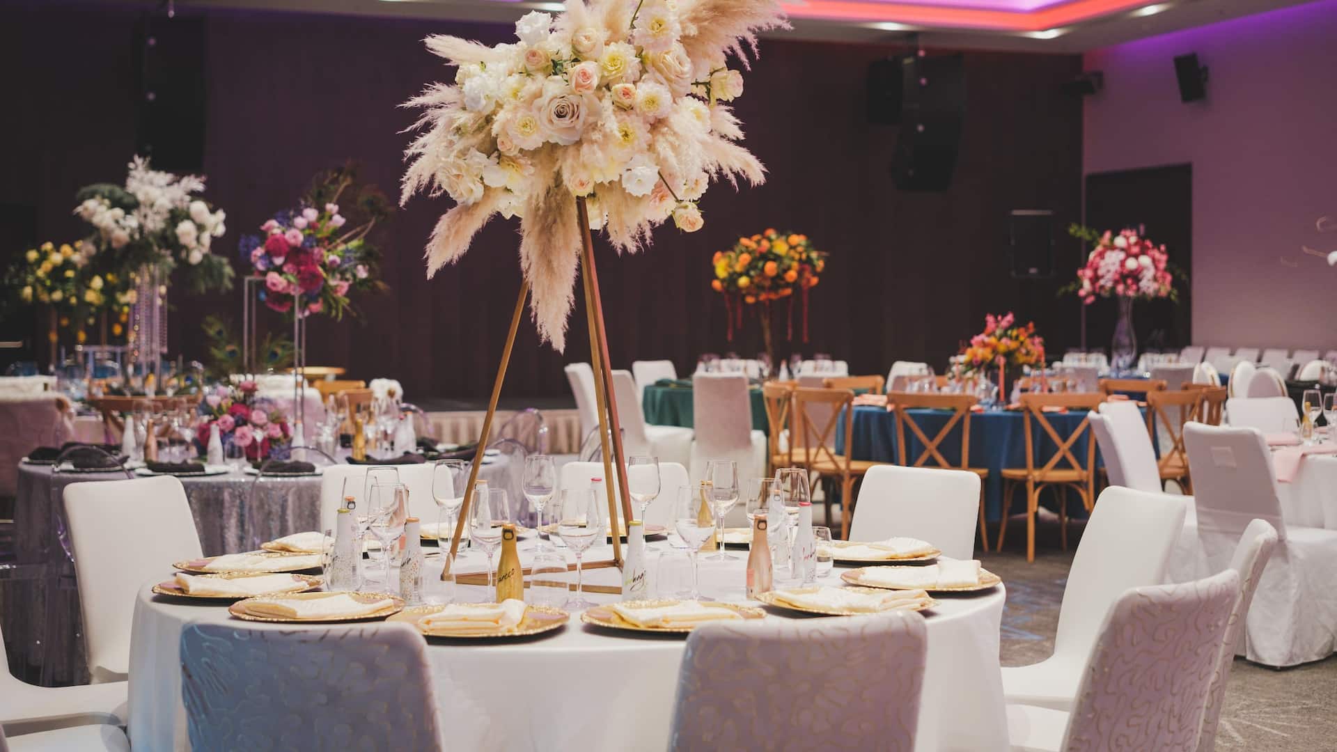 Hyatt Regency Sofia Ballroom Wedding Centerpiece Feathers