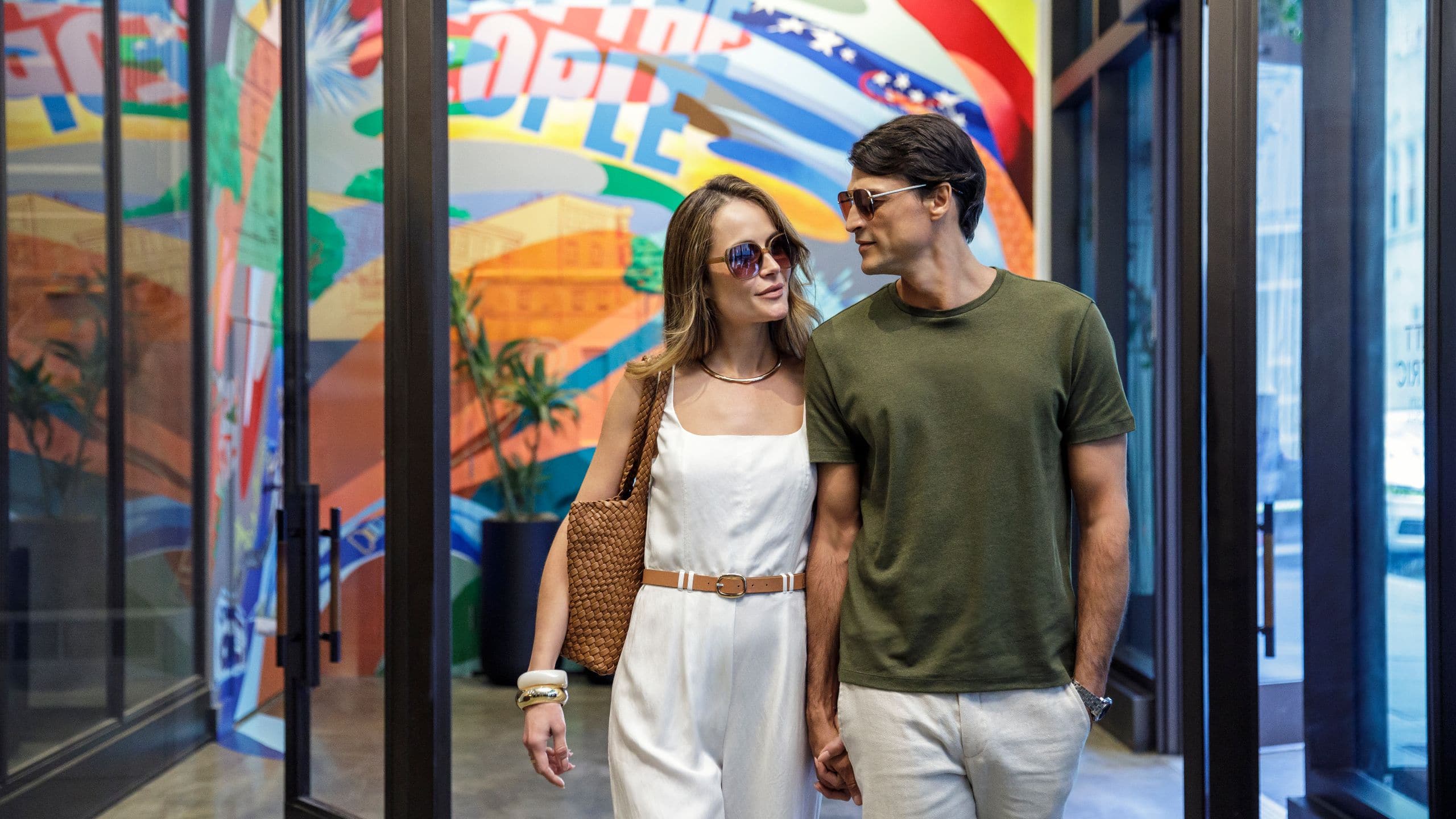 Hyatt Centric Center City Philadelphia Couple Mural Entry